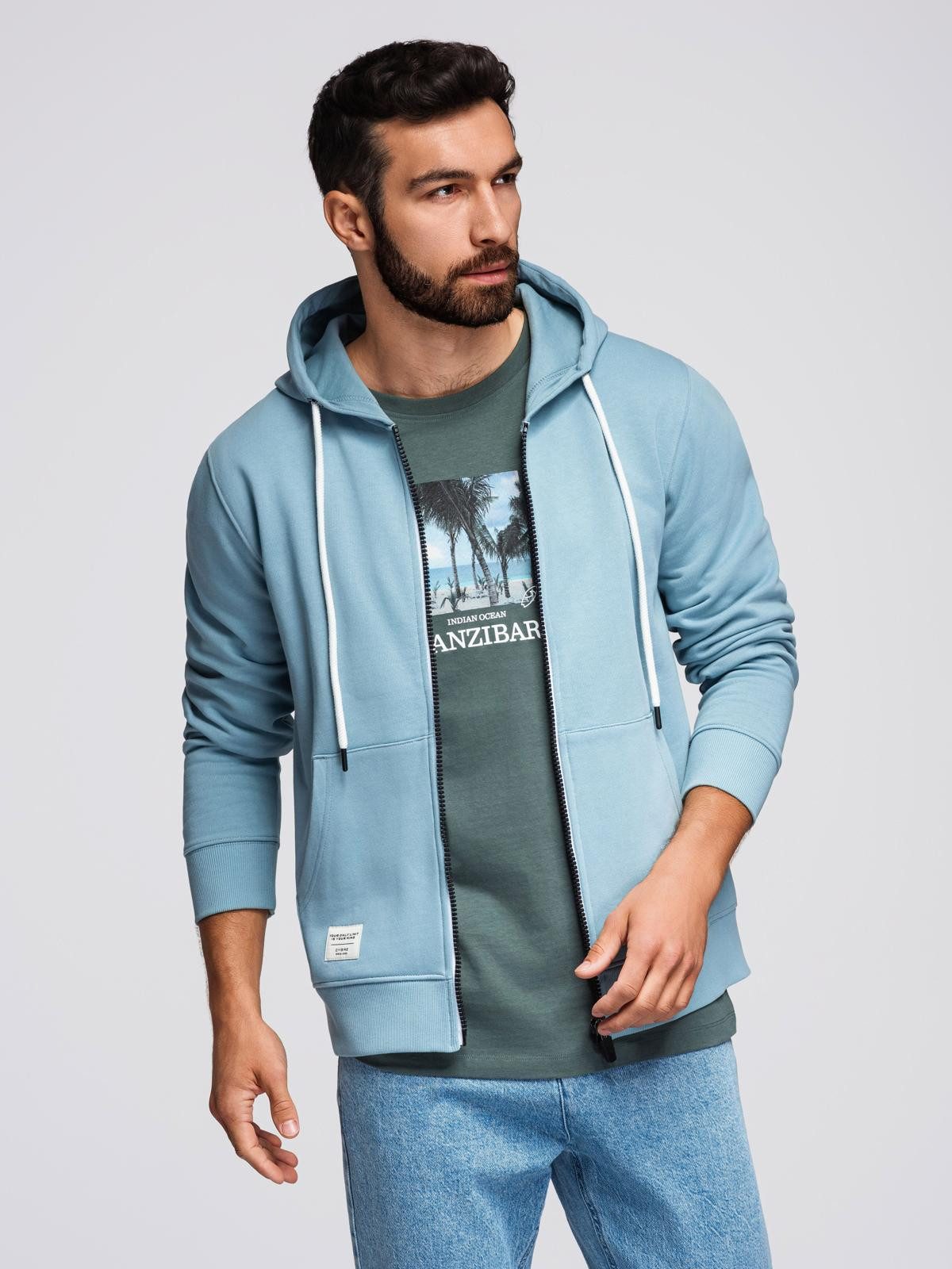 OMBRE Kapuzenpullover BASIC Herren Sweatshirt mit Reißverschluss und Kapuze günstig online kaufen