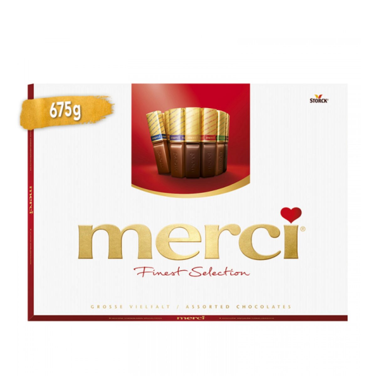 Merci Schokolade, merci Finest Selection Grosse Vielfalt Geschenkverpackung 675g