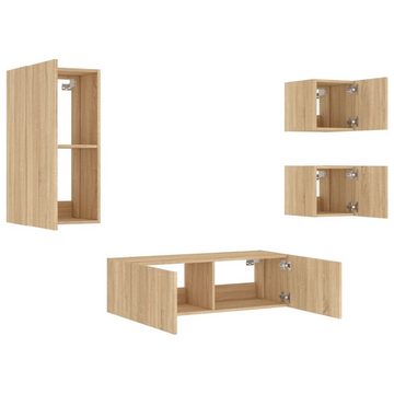 vidaXL TV-Schrank 4-tlg. TV-Wohnwand mit LED-Leuchten Sonoma-Eiche (1-St)