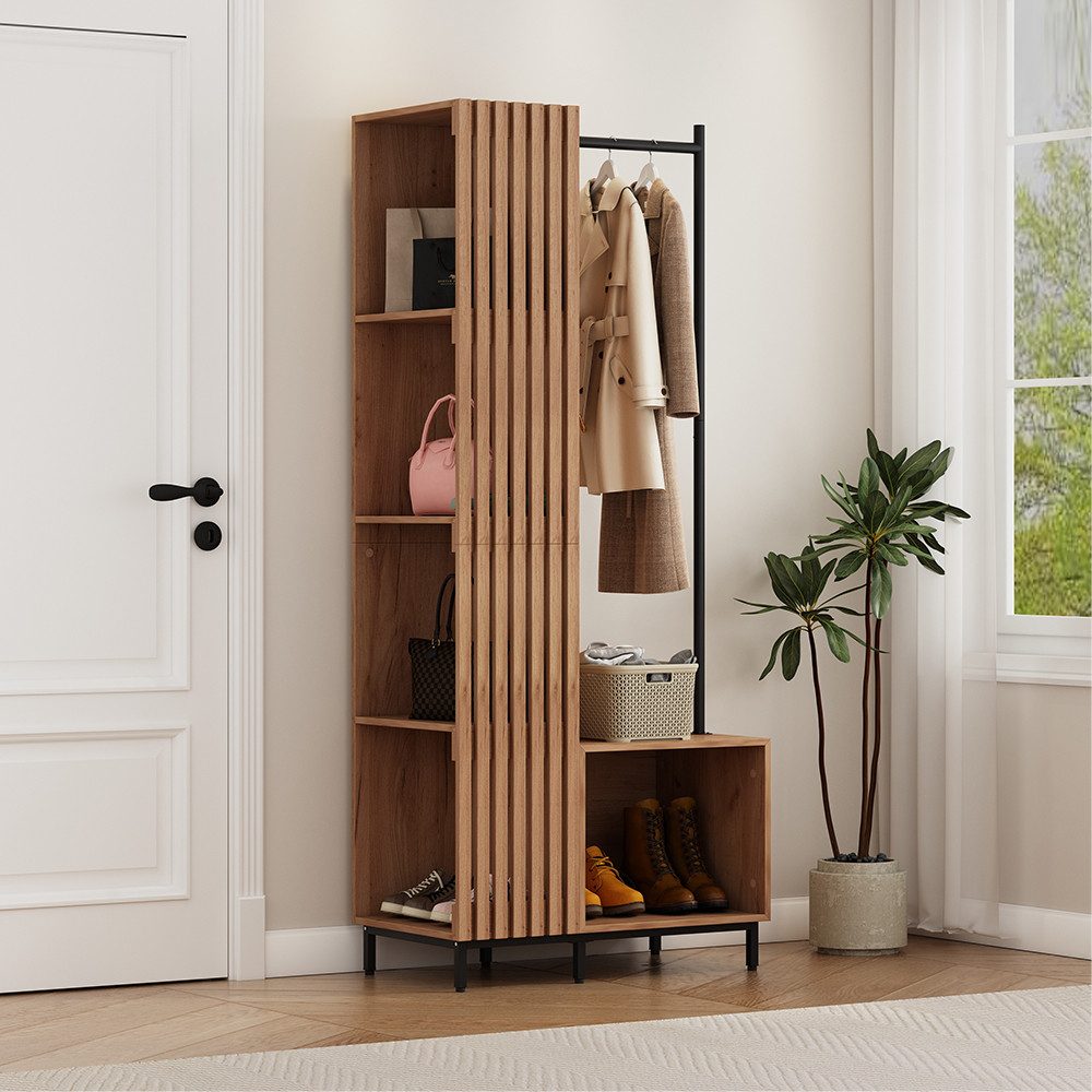 Vicco Garderoben-Set Zinto, Goldkraft Eiche, 80 x 187 cm mit 5 Ablagefächer günstig online kaufen