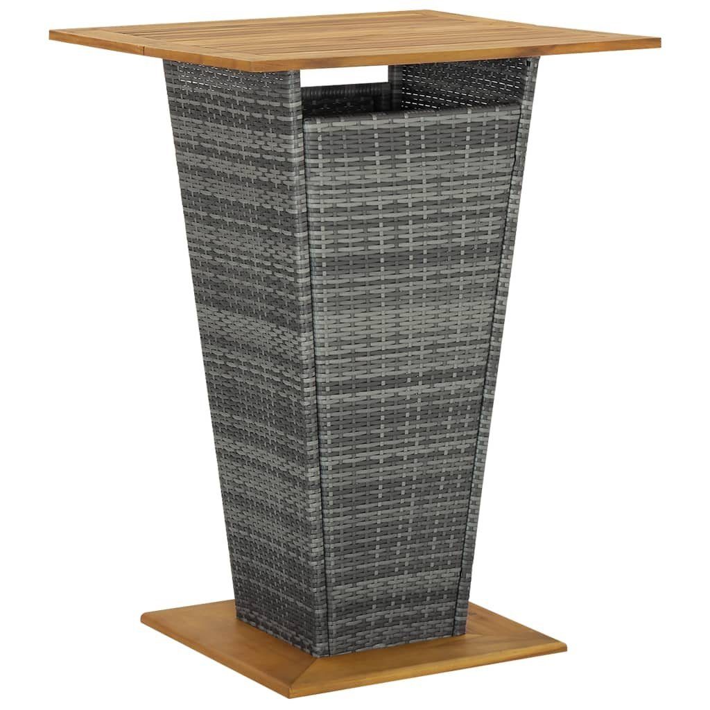 Gartentisch Bartisch Grau 80x80x110 cm Poly Rattan und Massivholz
