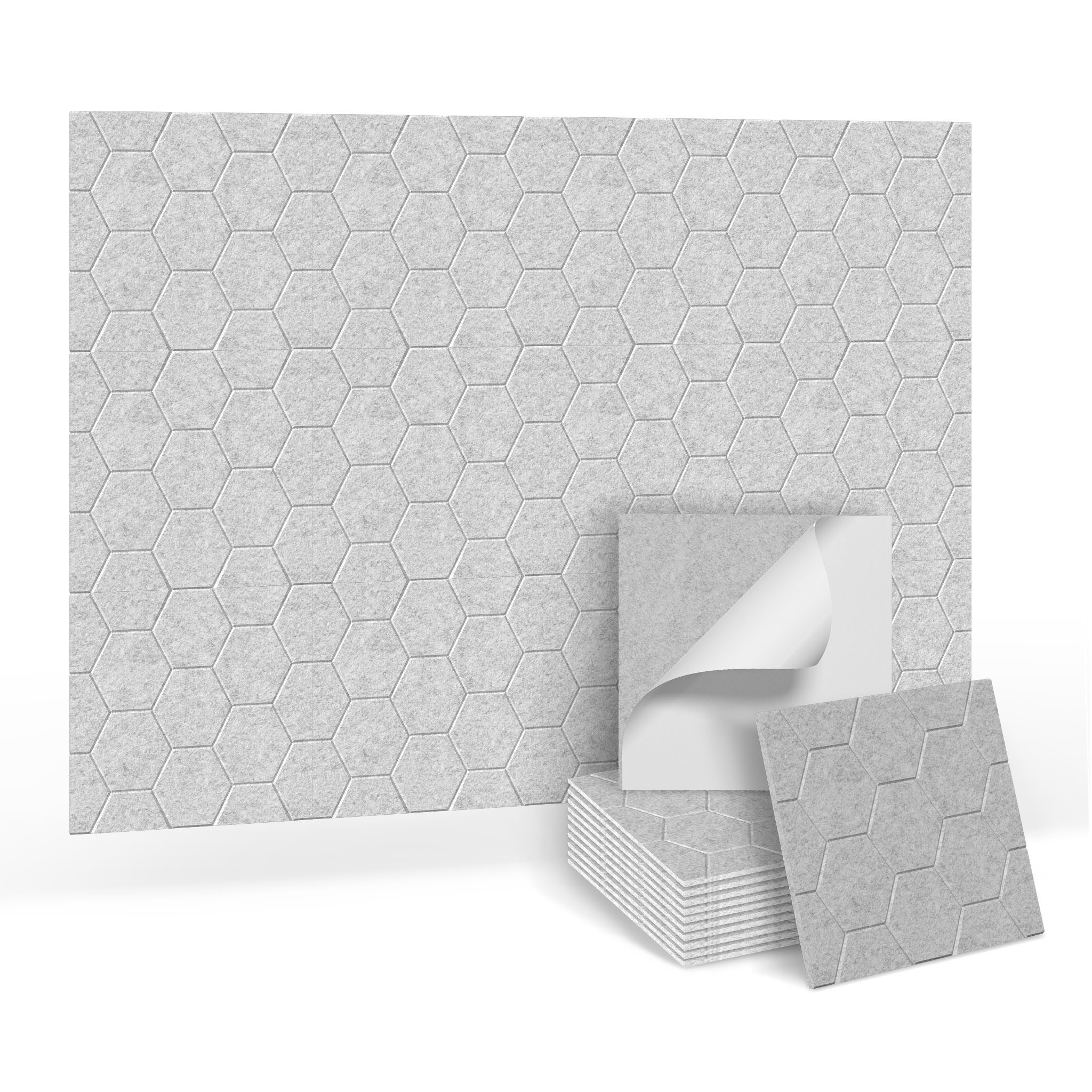 FIVMEN Wandpaneel Akustikpaneele Wand Selbstklebend Schalldämmung 3D Wandverkleidung, Akustik Schwarz/Weiß/Hellgrau 12er/set Polyesterfaser