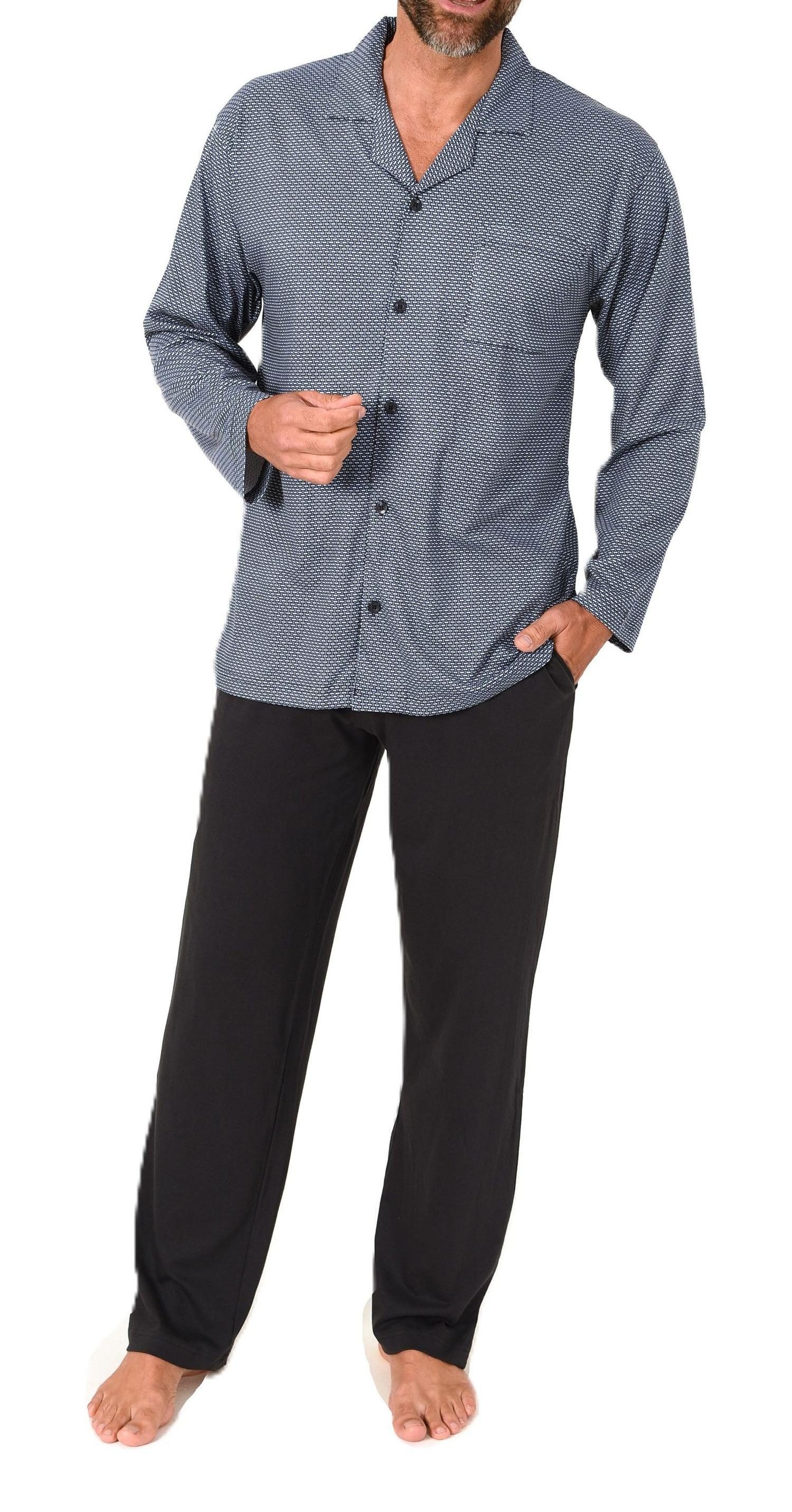 Normann Pyjama Herren Langarm Schlafanzug zum durchknöpfen, auch in Übergrö günstig online kaufen