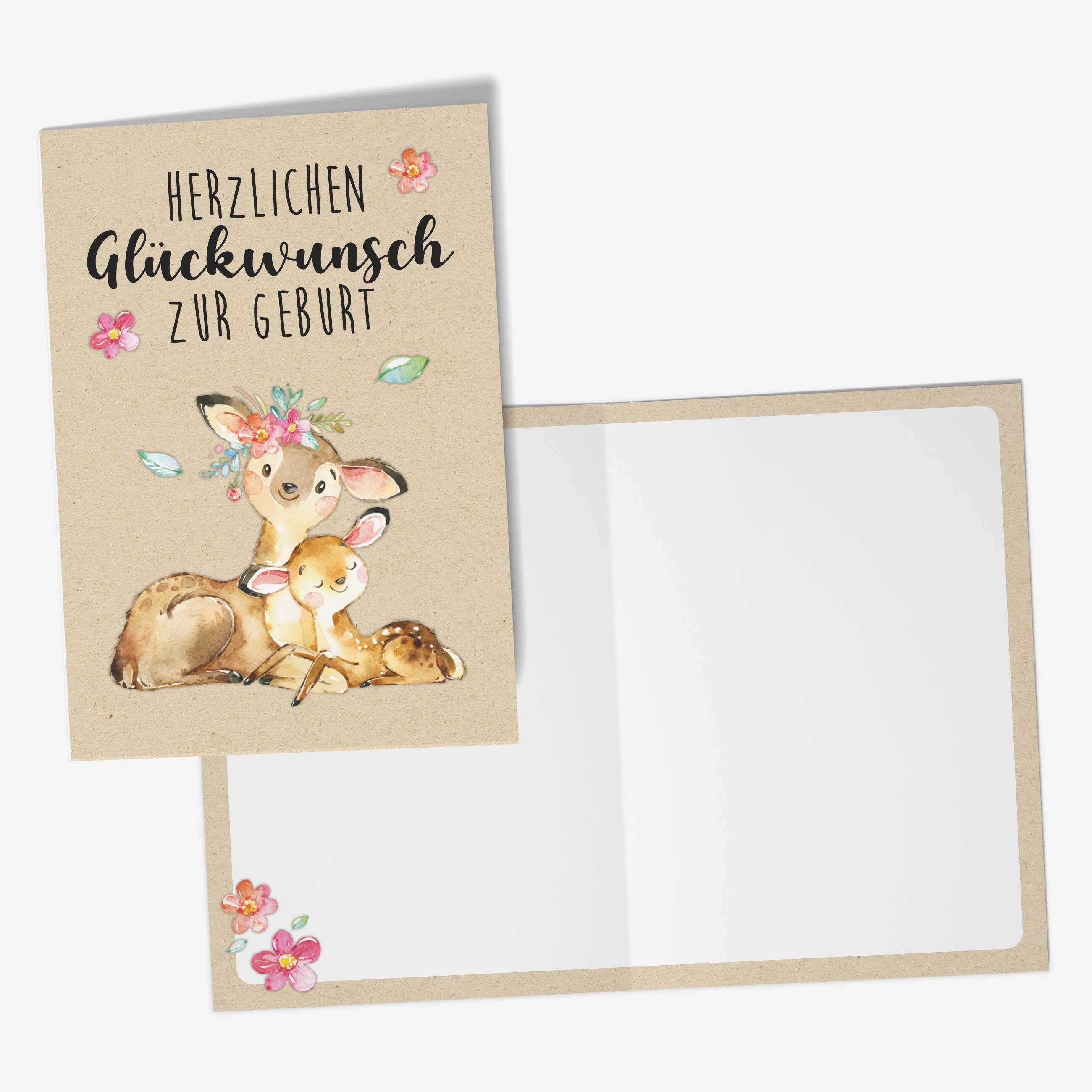 PAPIERDRACHEN Klappkarte 6 Glückwunschkarten zur Geburt - Baby Klappkarten mit Umschlag