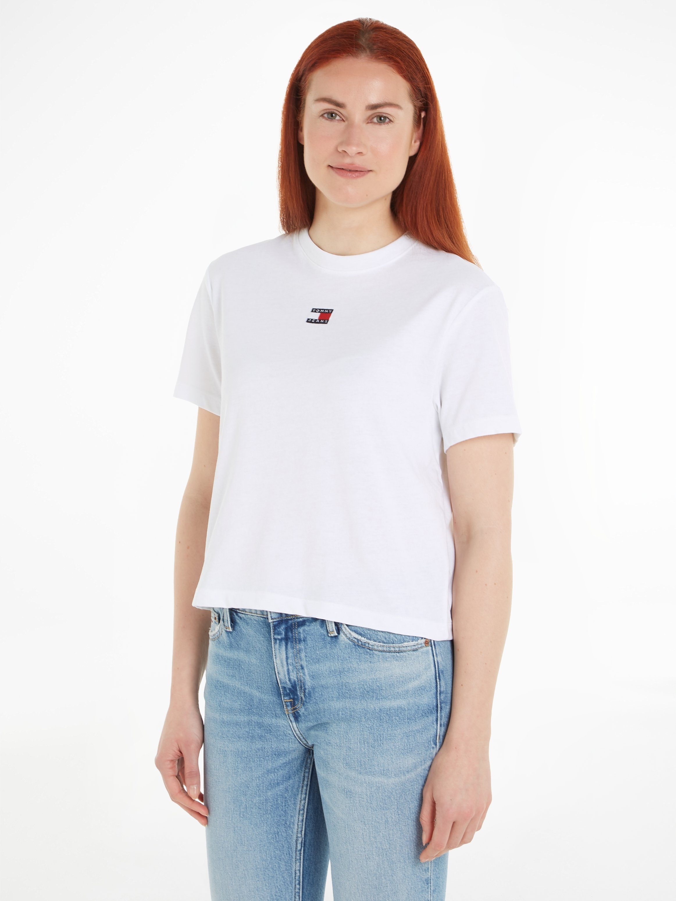 Tommy Jeans T-Shirt TJW BXY BADGE TEE EXT mit Logostickerei White | T-Shirts