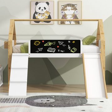 REDOM Kinderbett mit Rutsche, großer Stauraum, mit Regalen (Hochbett 90x200cm), ohne Matratze