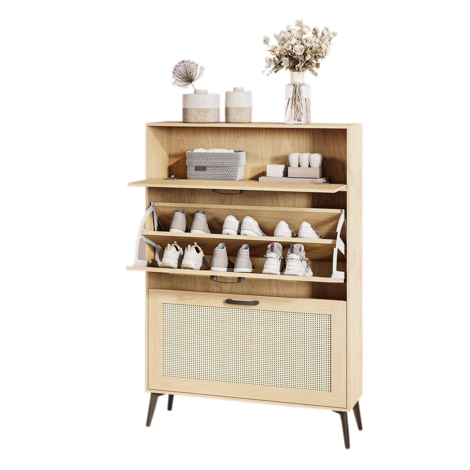 FUROKOY Schuhschrank Schmal Schuhregal aus Rattan (Set, 1-St., Schuhkipper günstig online kaufen