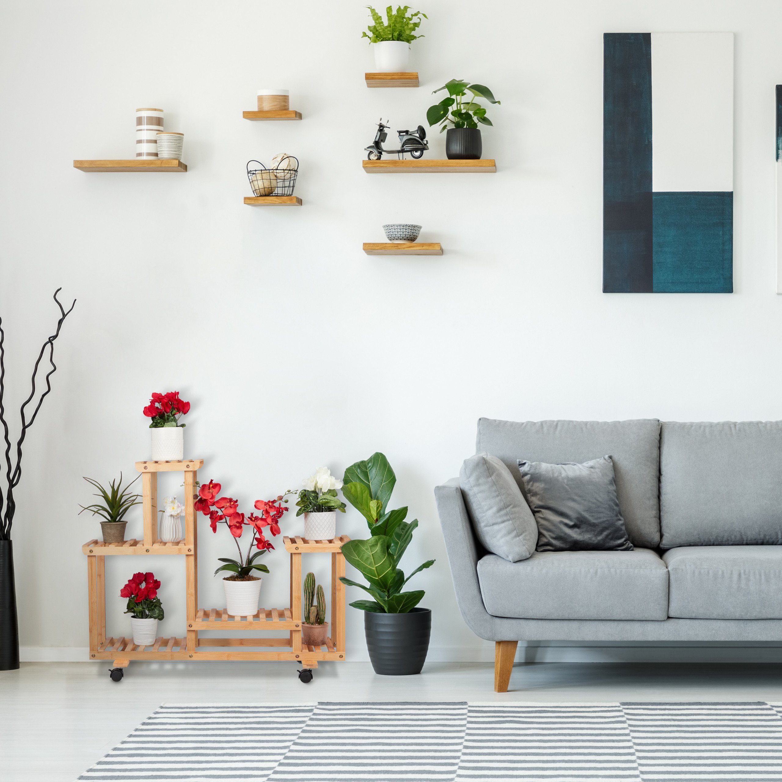 relaxdays Blumenständer Pflanzenregal Bambus günstig online kaufen