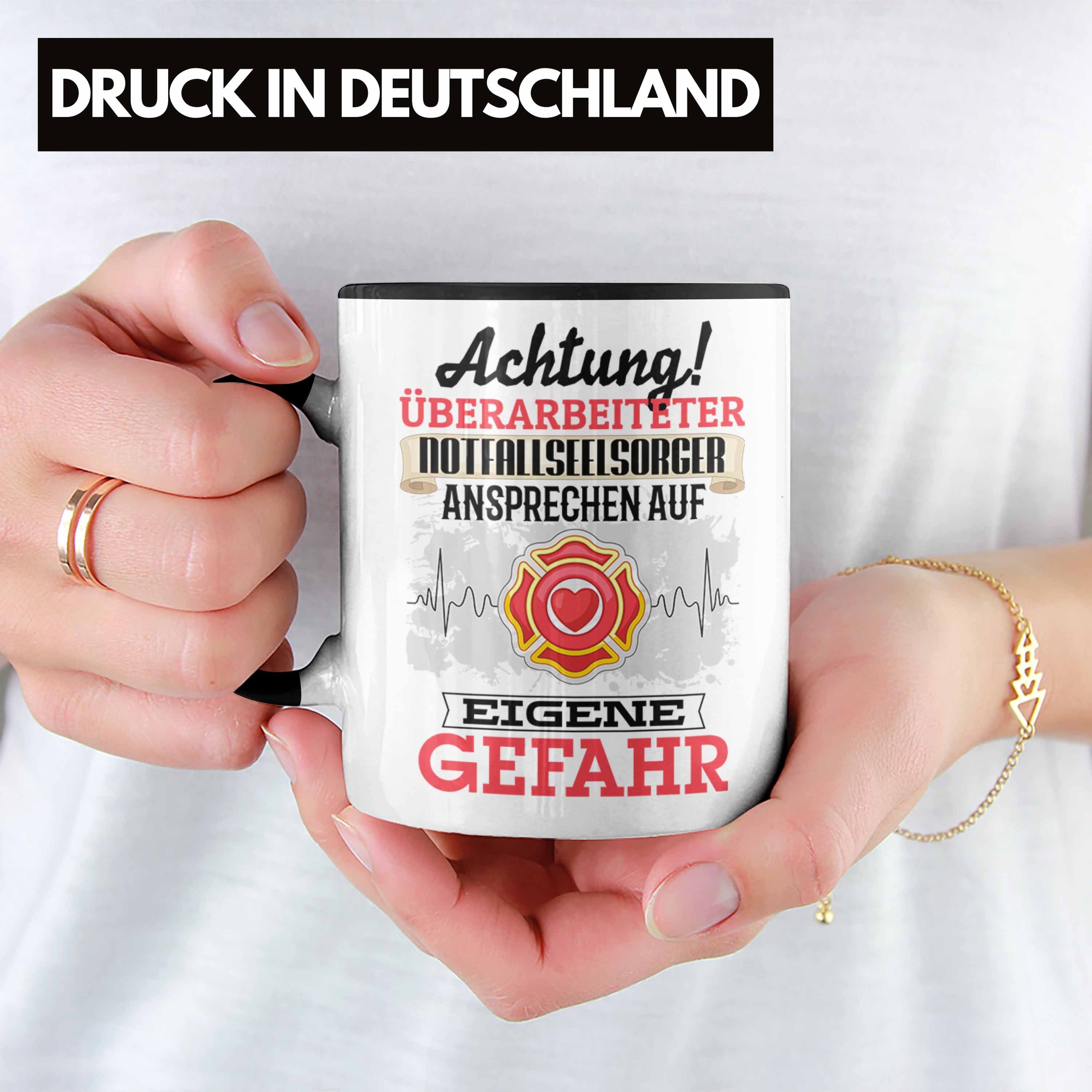 Geschenk Schwarz Tasse Kaffeebe Trendation Spruch Tasse Lustiger Notfallseelsorger Geschenkidee
