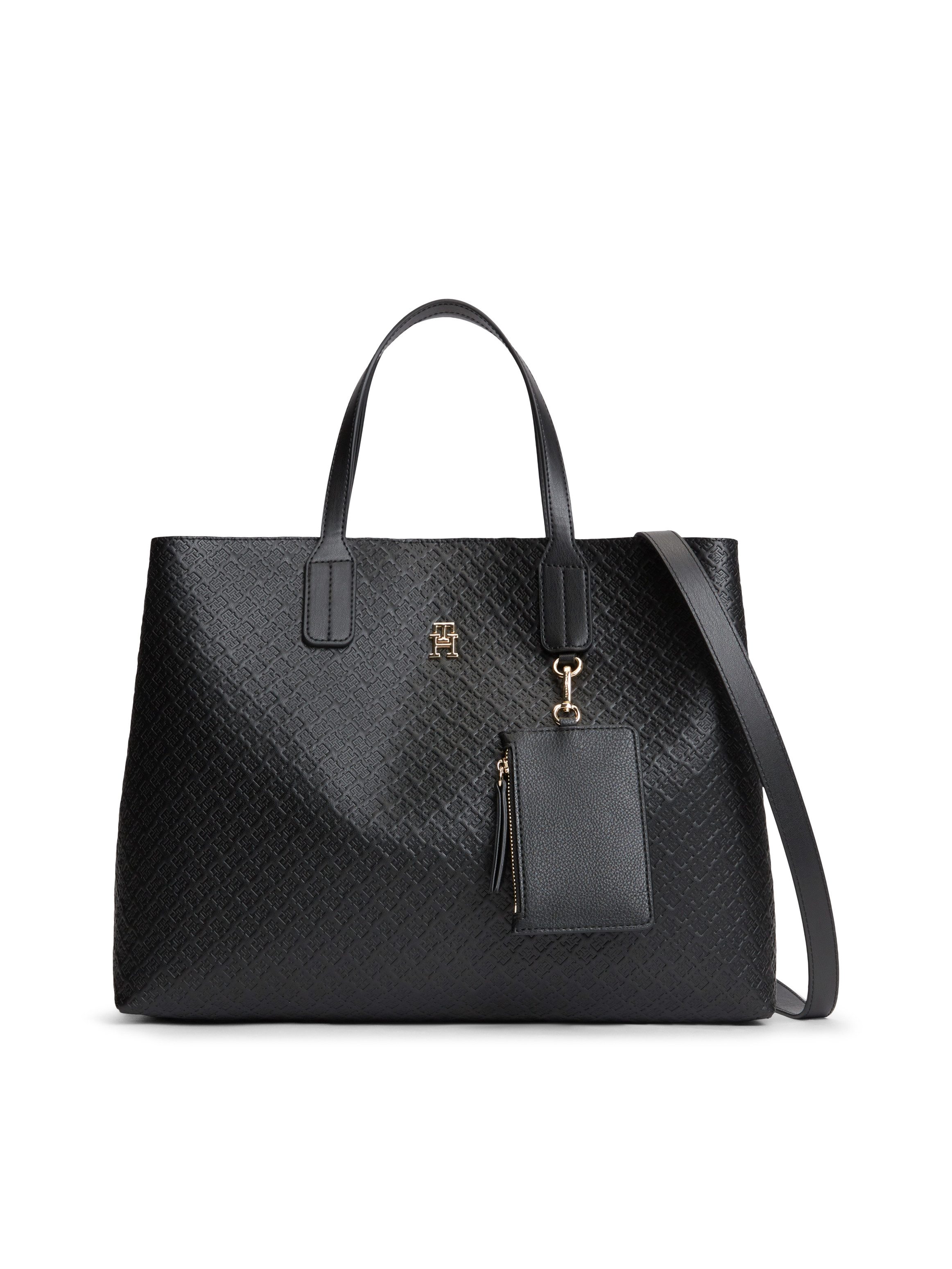 Tommy Hilfiger Handtasche TH ICON SATCHEL MONO, Damen Schultertasche, Satchel mit trendiger TH-Allover-Logoprägung