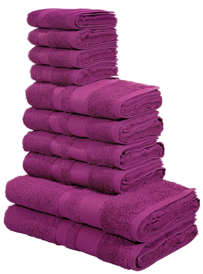 OTTO home Handtuch Set Vanessa, 10-tlg Handtuch-Set, weich, in Standard- und Premium-Qualität, Walkfrottee (Set, 10-St), 100% Baumwolle, Duschtücher, Handtücher, Gästetücher, mit Bordüre