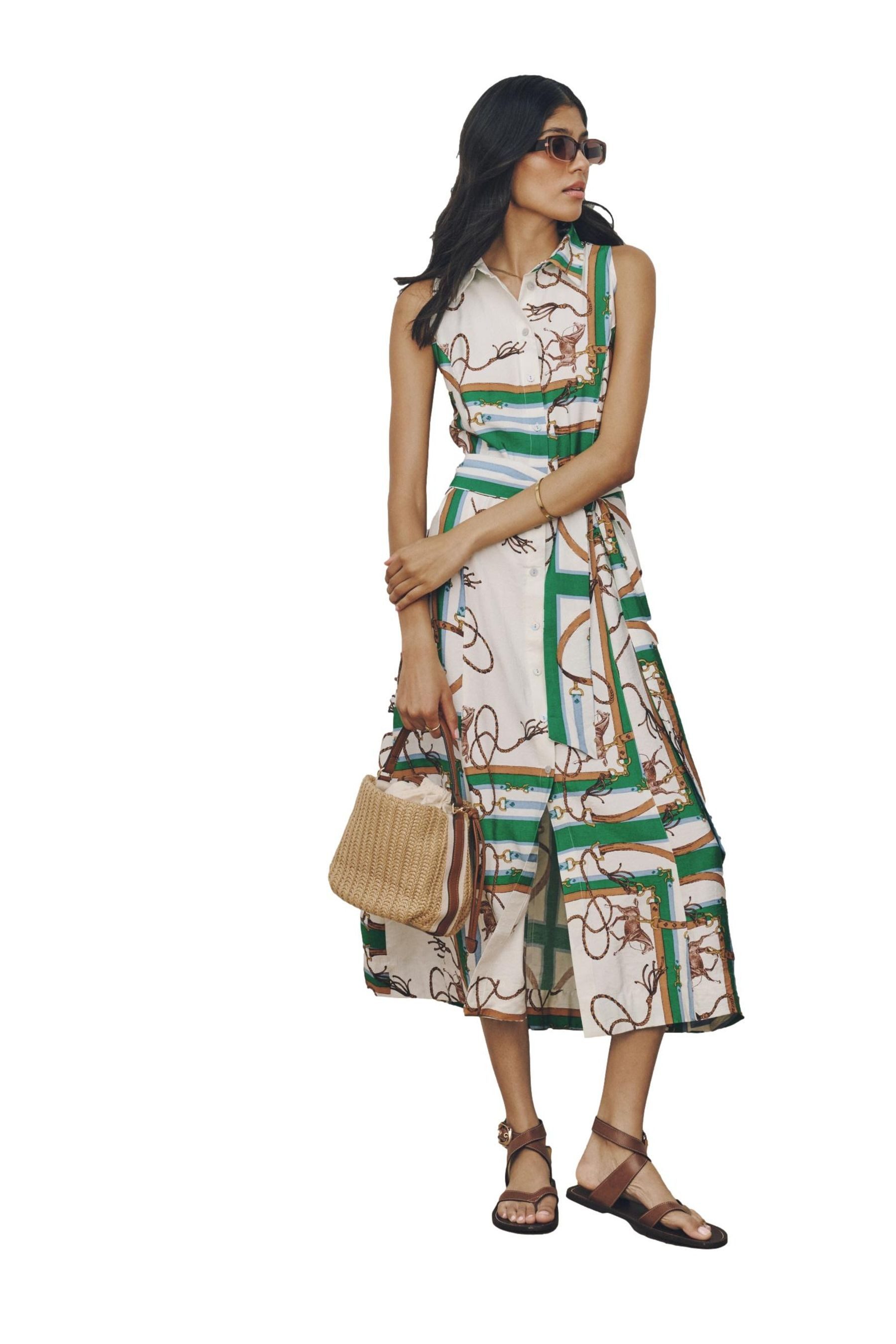 Next Midikleid Neckholder-Hemdkleid in Midilänge mit Gürtel (1-tlg)