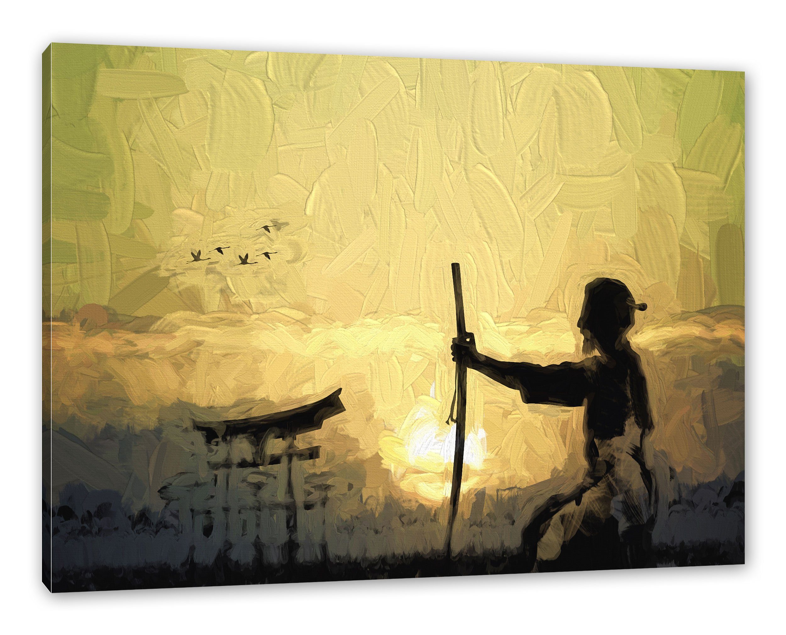 Leinwandbild (1 fertig Samurai-Meister inkl. bespannt, vor vor Horizont, Zackenaufhänger Leinwandbild Samurai-Meister St), Pixxprint Horizont