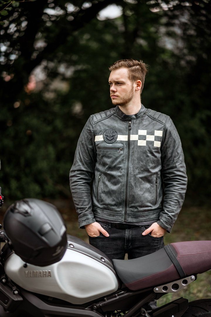 Lederjacke London SevenT Black-Cafe Motorradjacke Motorrad