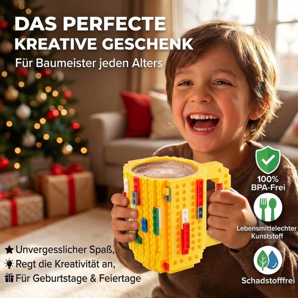 Goods+Gadgets Tasse GOODS+GADGETS LEGOTasse Baustein - kaffee&kinder becher, 350ml, Polycarbonat, Kaffeetasse Kaffee-Becher 350ml