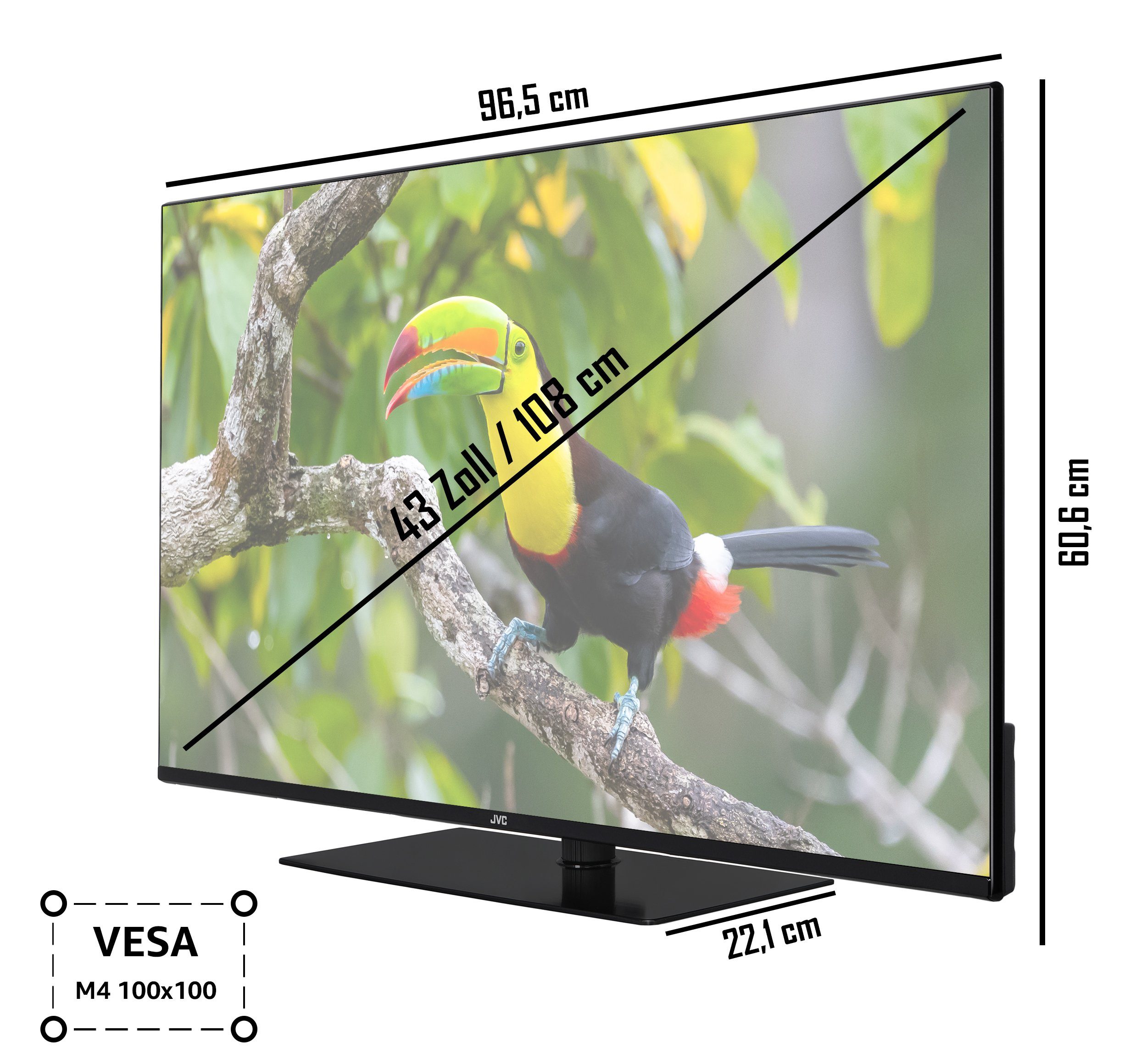 JVC LT-43VU6355 LCD-LED Fernseher (108 cm/43 Zoll, 4K Ultra HD, Smart TV,  Dolby Vision HDR, Triple-Tuner, Dolby Atmos, Bluetooth)
