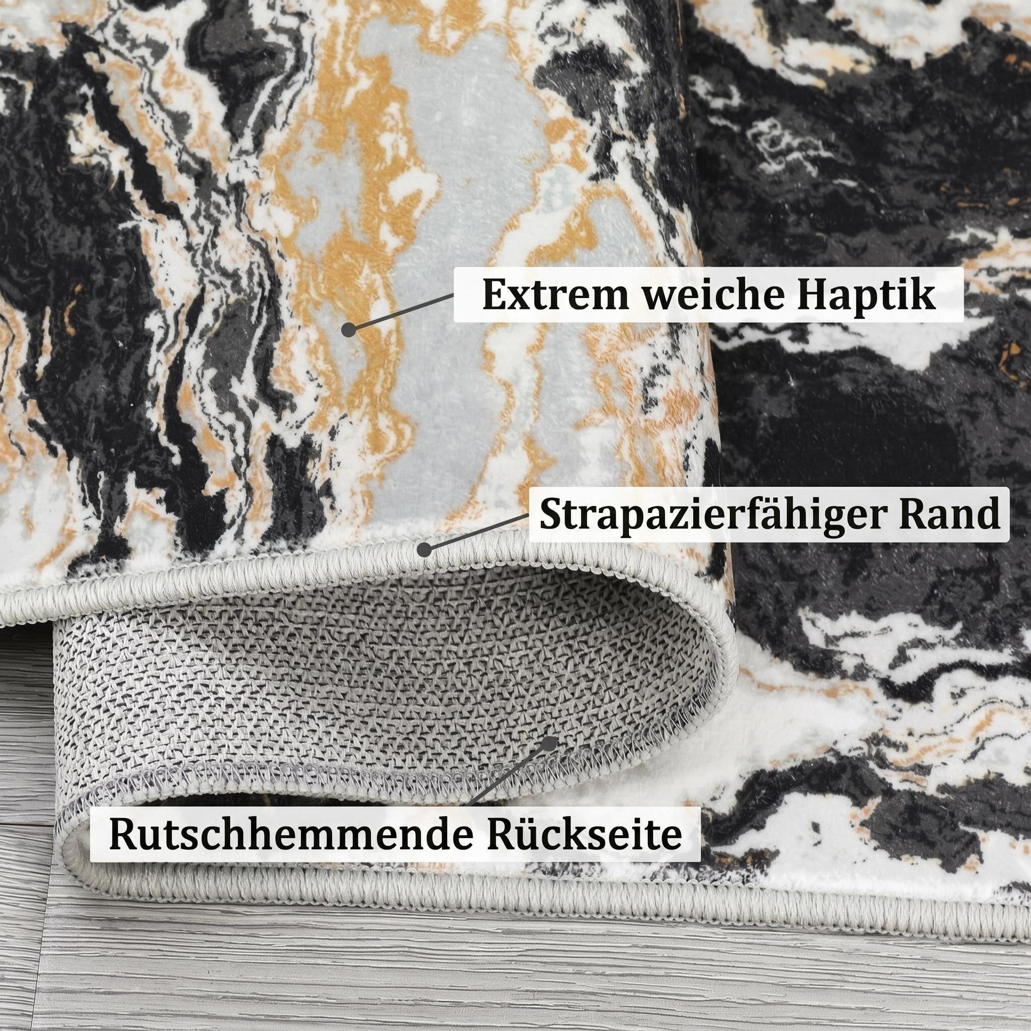 GarveeMore Teppich mit abstraktem Muster für Wohnzimmer & Schlafzimmer & Flur, rechteckig, Höhe: 7 mm, faltbar, waschmaschinengeeignet, Anti-Rutsch-Unterseite – Bild 4 von 5