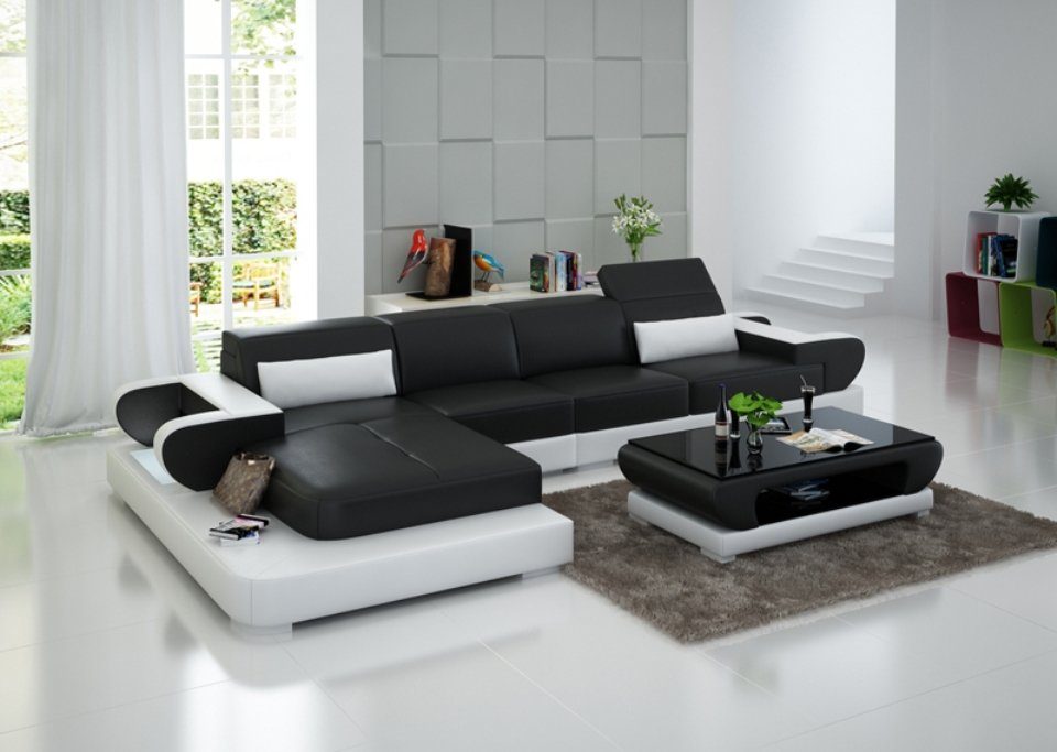 JVmoebel Wohnlandschaft Design Modern Sofa Ledersofa Couch Ecksofa, Ecksofa