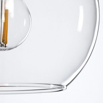 hofstein Hängeleuchte »Cesaro« Vintage Hängelampe aus Metall/Glas in Schwarz/Klar, ohne Leuchtmittel, Retro Design, Schirm aus Glas (15cm), Höhe max. 147,5cm, 1xE27