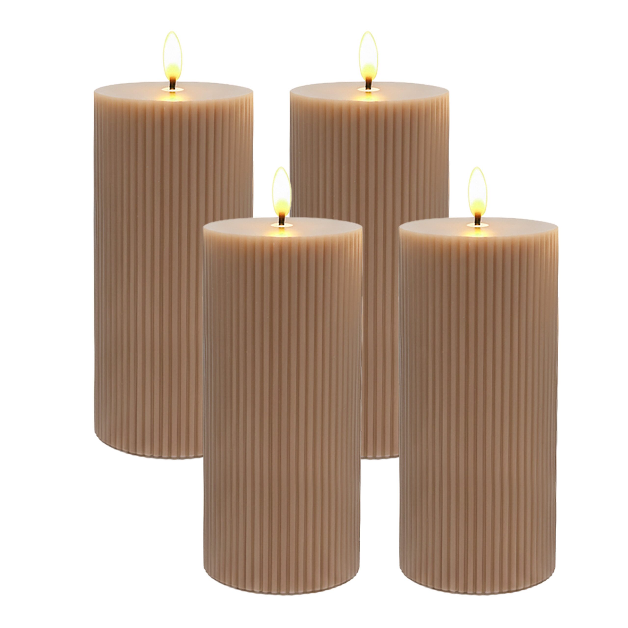 relaxdays LED-Kerze 4er Set 18 cm, Mocha Mousse