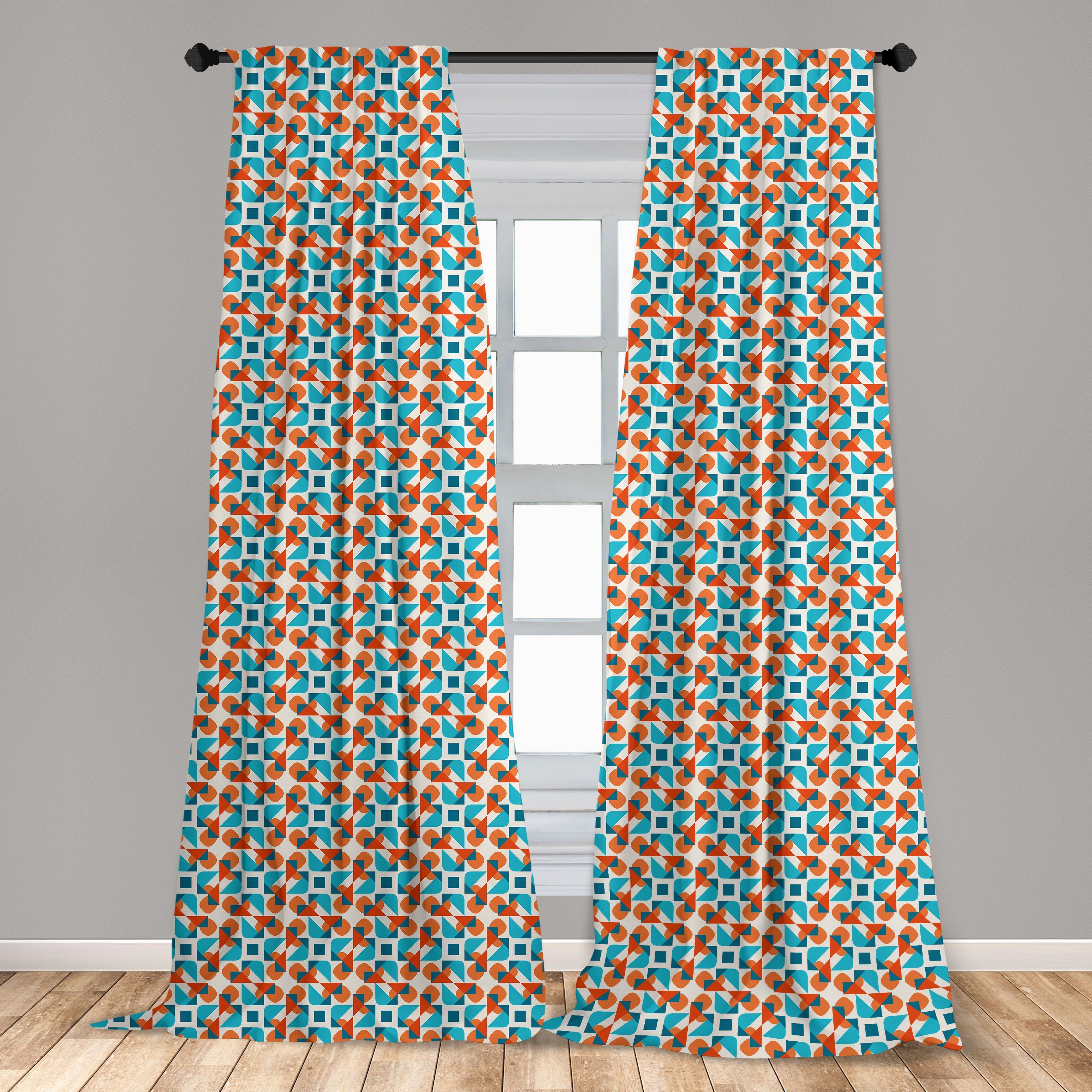 Gardine Vorhang für Abgerundeten Orange Microfaser, Wohnzimmer Dekor, Dreiecks-Platz Schlafzimmer Abakuhaus, Blue