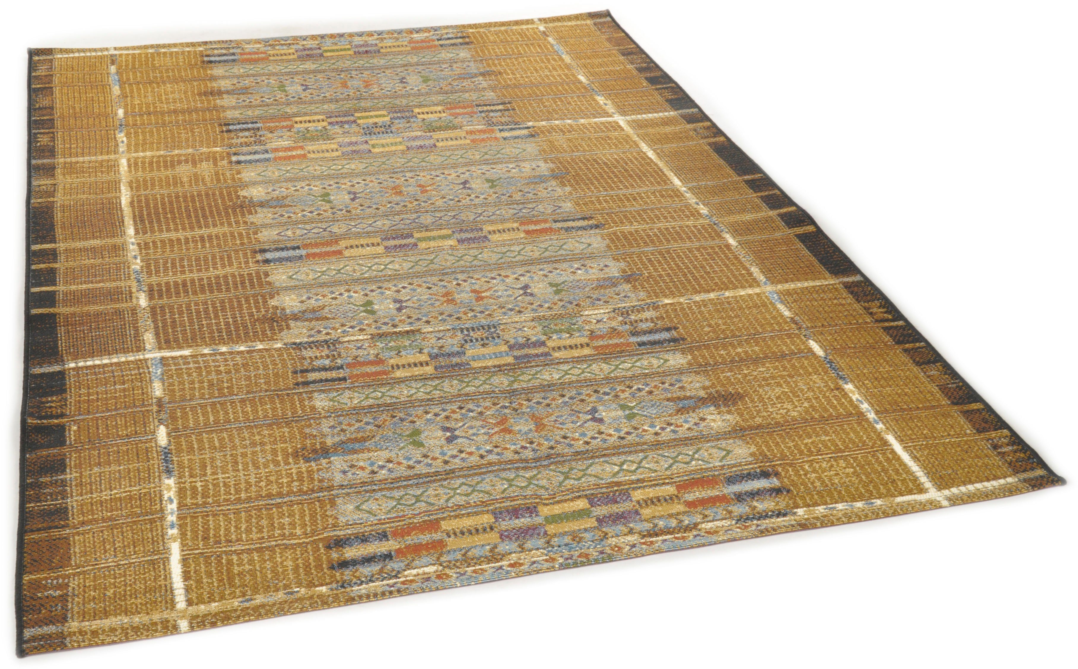 Teppich Outdoor-Africa rechteckig, geeignet Falcone, 5 und mm, Gino In- Outdoor Style, goldfarben 38, Höhe: Flachgewebe, Ethno