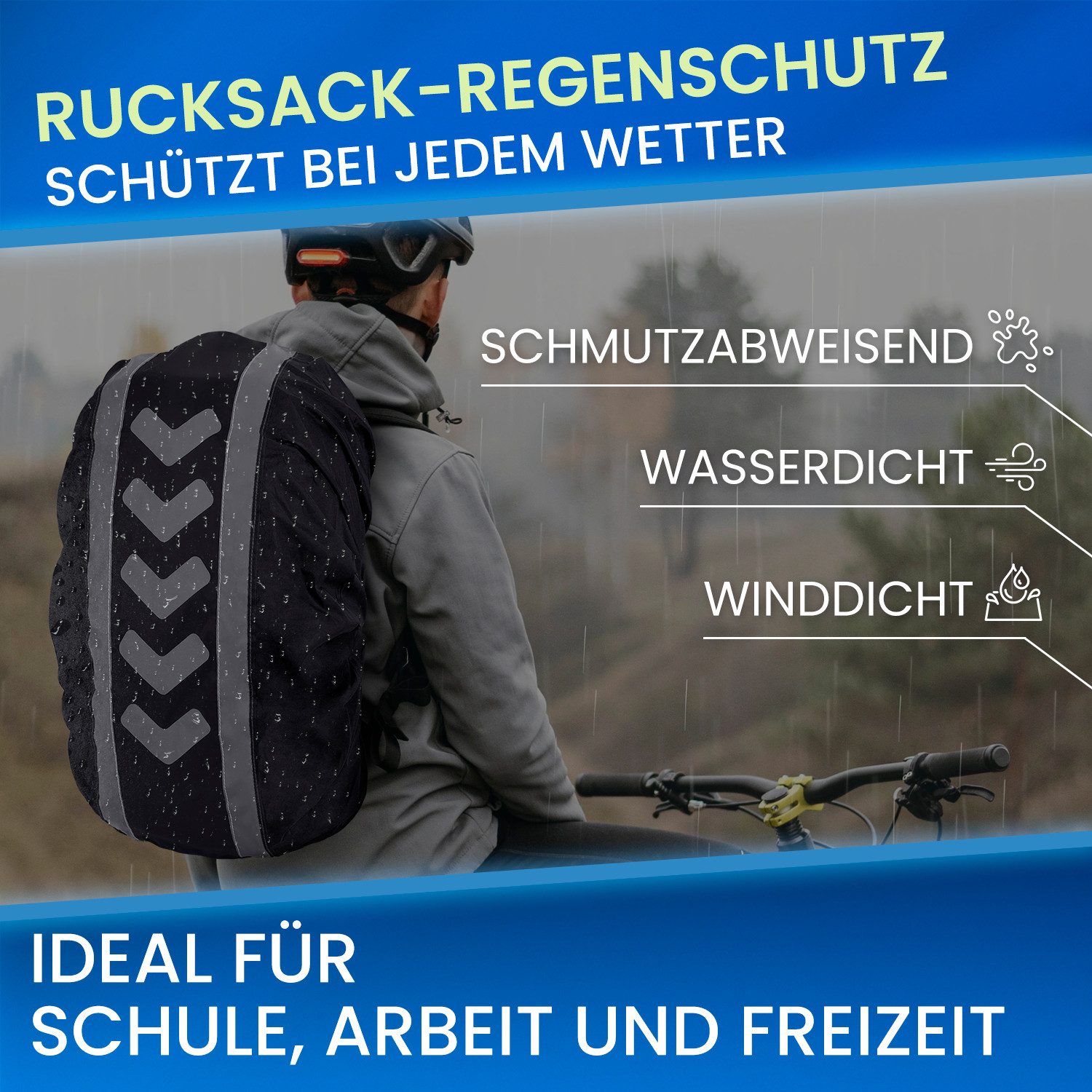 FLEXEO Rucksack-Regenschutz mit Reflexstreifen 40-55 Liter günstig online kaufen