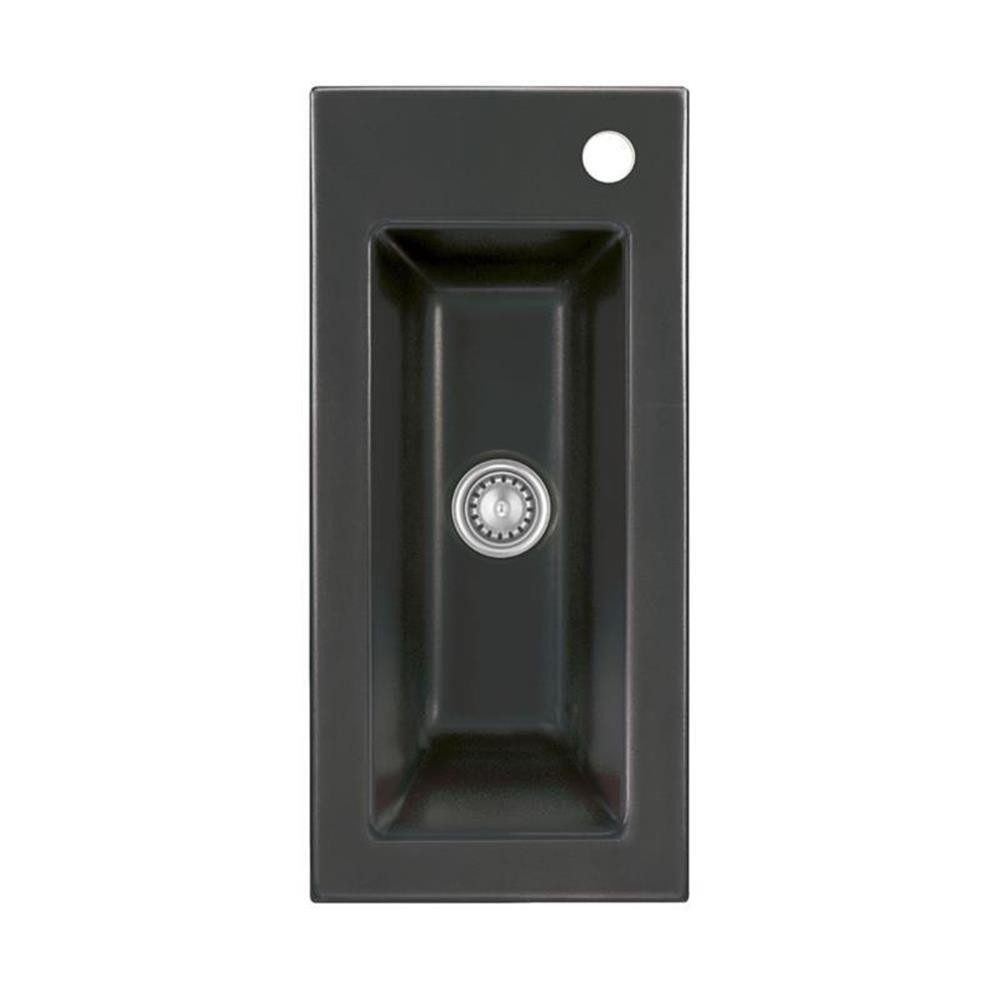 Systemceram Küchenspüle KeraDomo MERA 24 mit Handbetätigung Nero, 24/486 cm