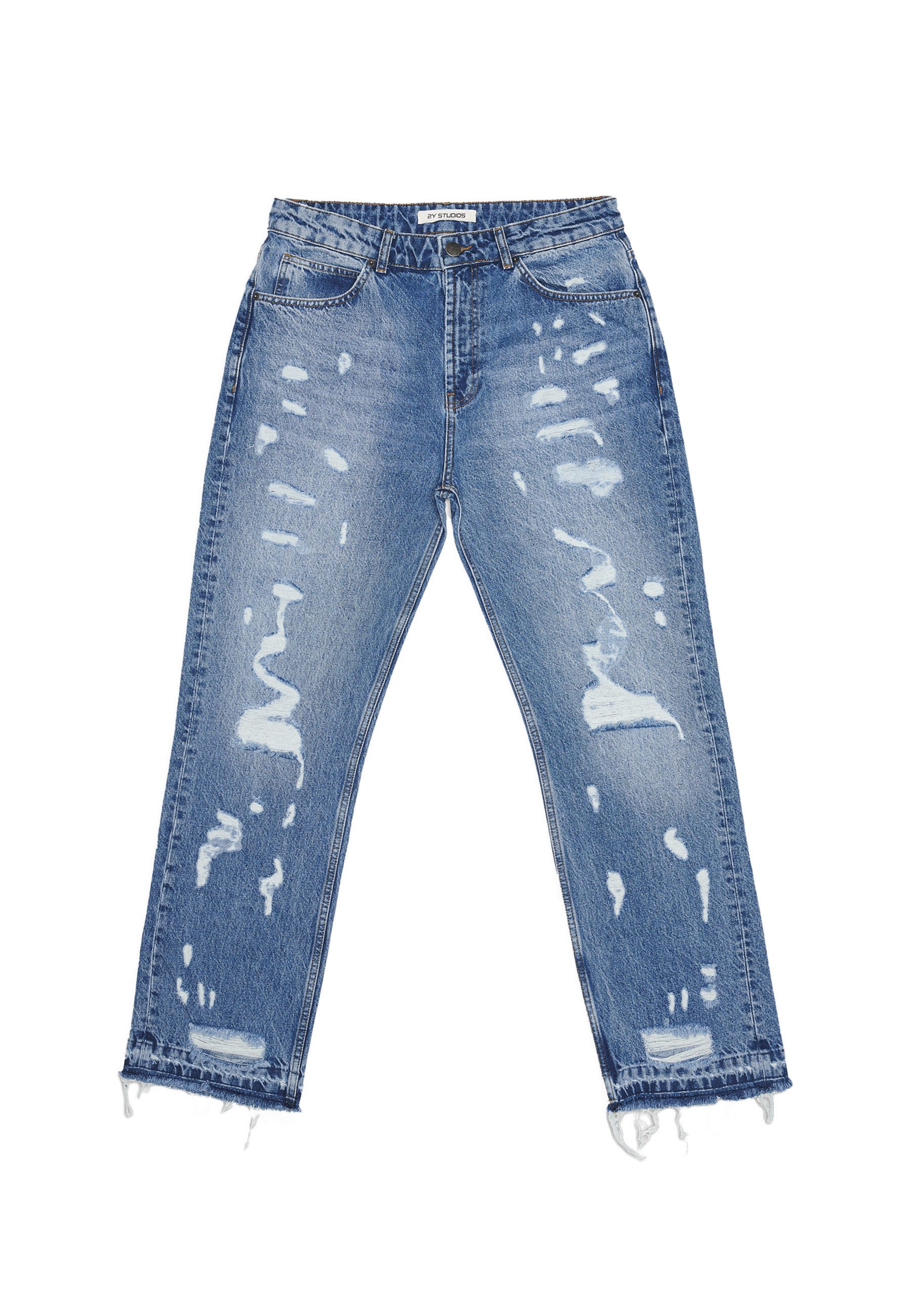 Bequeme Jeans 2Y Studios 2Y Firio Destroyed Straight Jeans