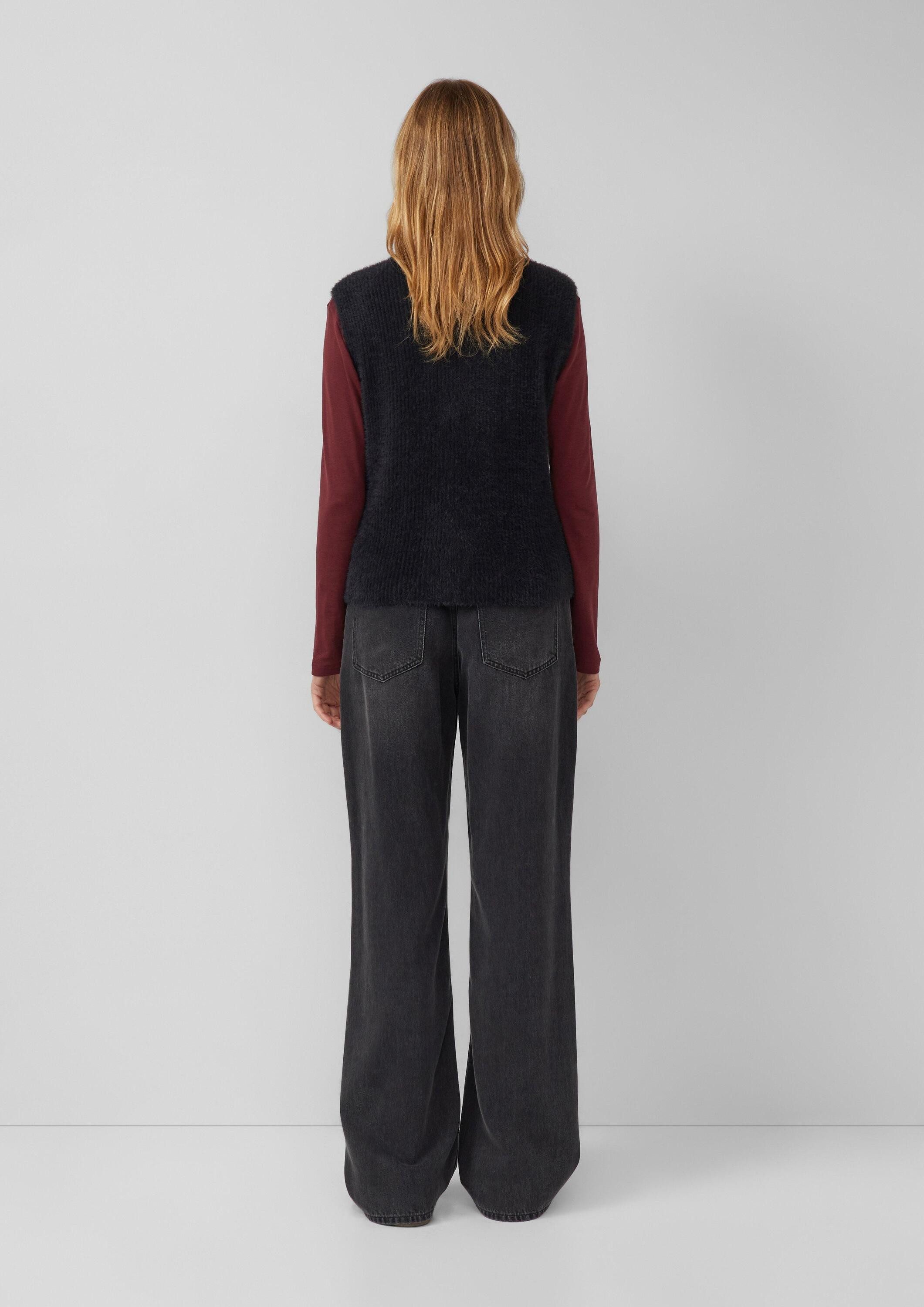 s.Oliver Funktionsweste Strickjacke Flauschige Weste mit Reißverschluss