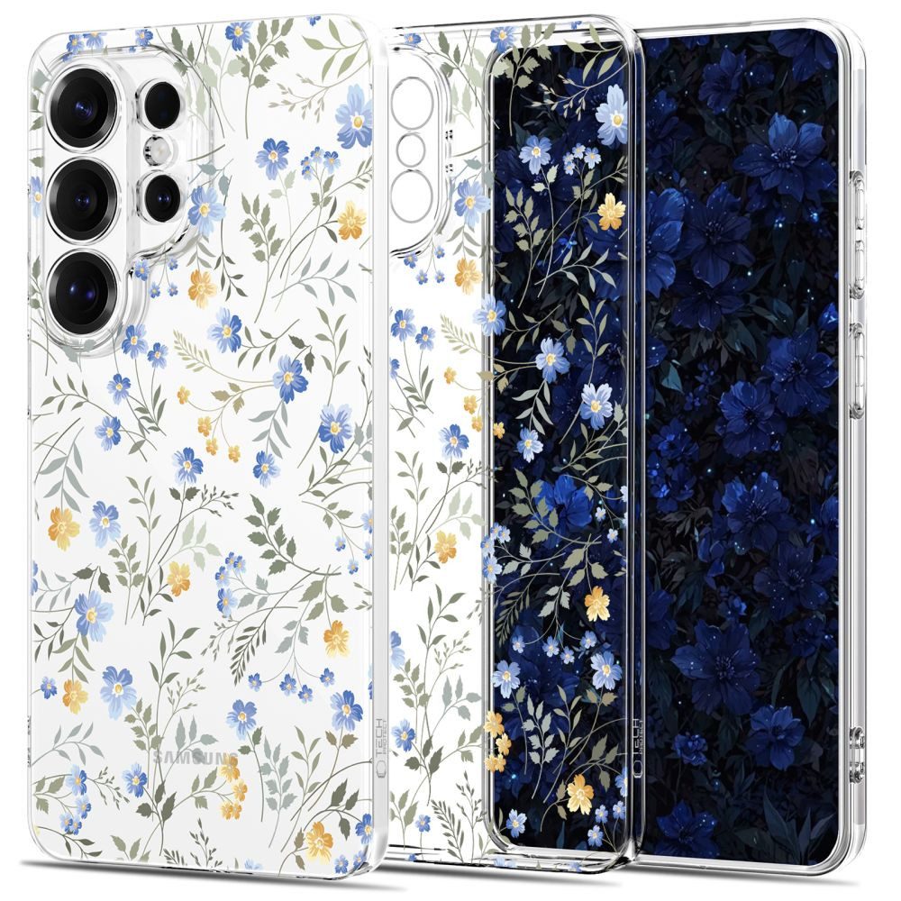 TECH PROTECT Handyhülle Schutzhülle Smartphonehülle Blumenmuster, TPU, ultradünn, transparent, Blumenmuster