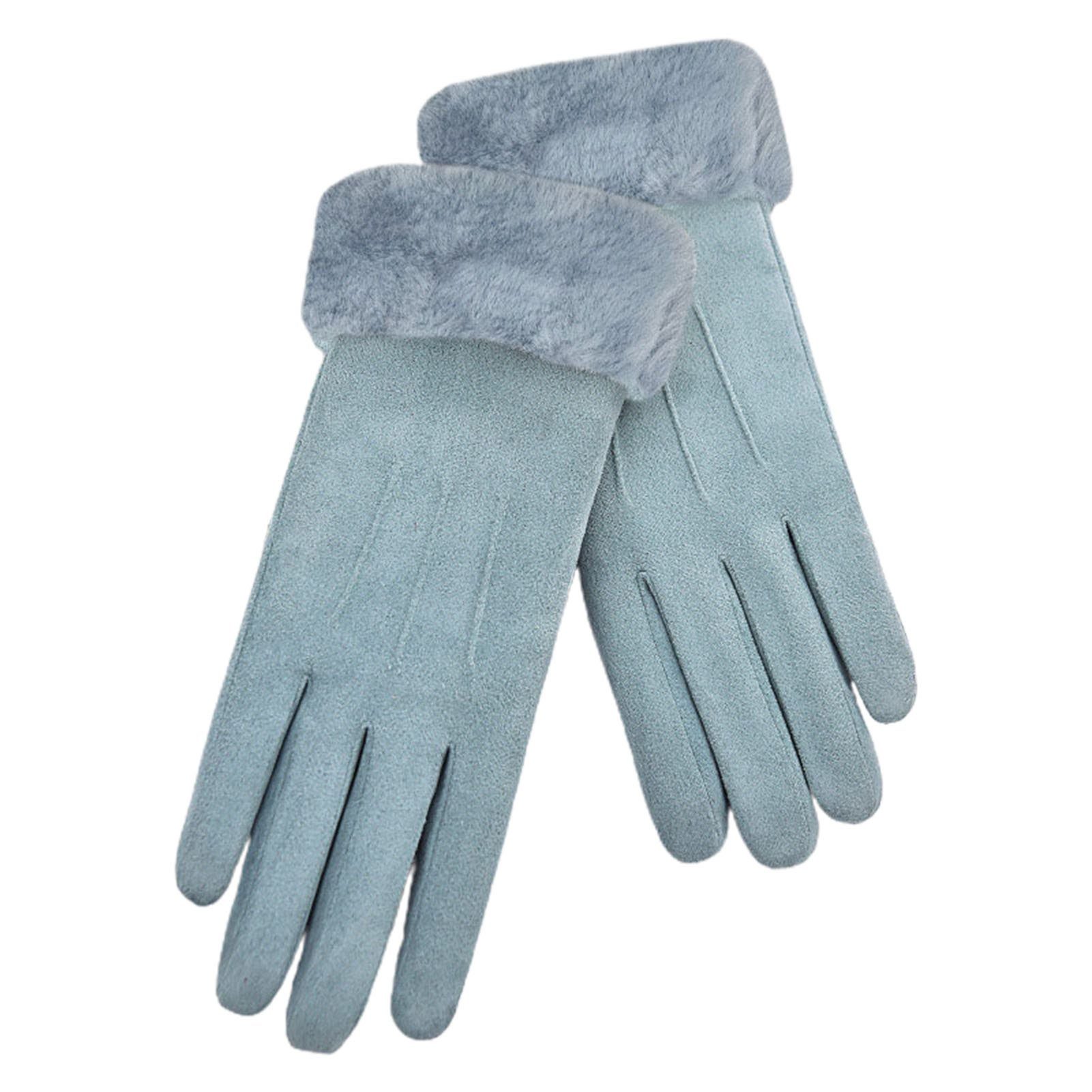 Fleecehandschuhe Blusmart Wildlederstoff Damen-Winter-Fleece-Handschuhe, Elastischer Blau