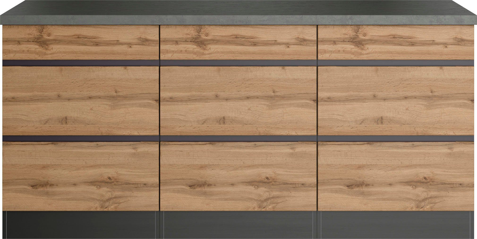 KOCHSTATION Unterschrank KS-Riesa Breite 180 cm, MDF-Fronten