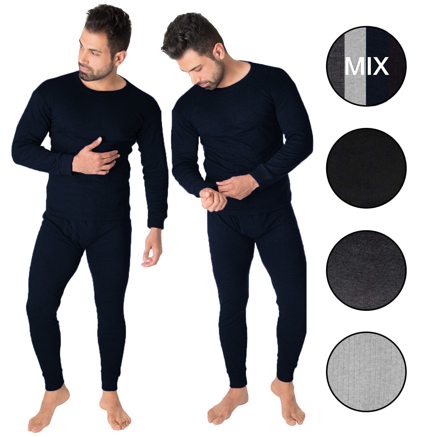 cushy Set Thermounterwäsche (Set, Snake Thermounterhemd Unterhemd + 2x Blau 2-St) Black Unterhose