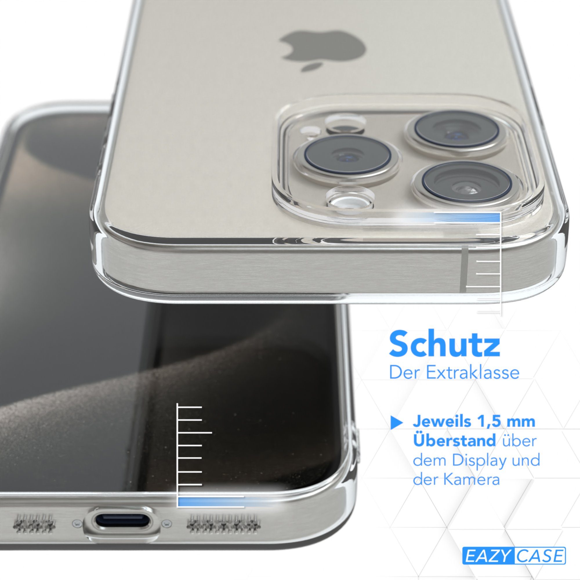 EAZY CASE Handyhülle für iPhone 15 / 15 Plus / 15 Pro / 15 Pro Max Case 6,1 Zoll, durchsichtige Hülle Ultra Dünn Silikon Backcover TPU Telefonhülle Klar