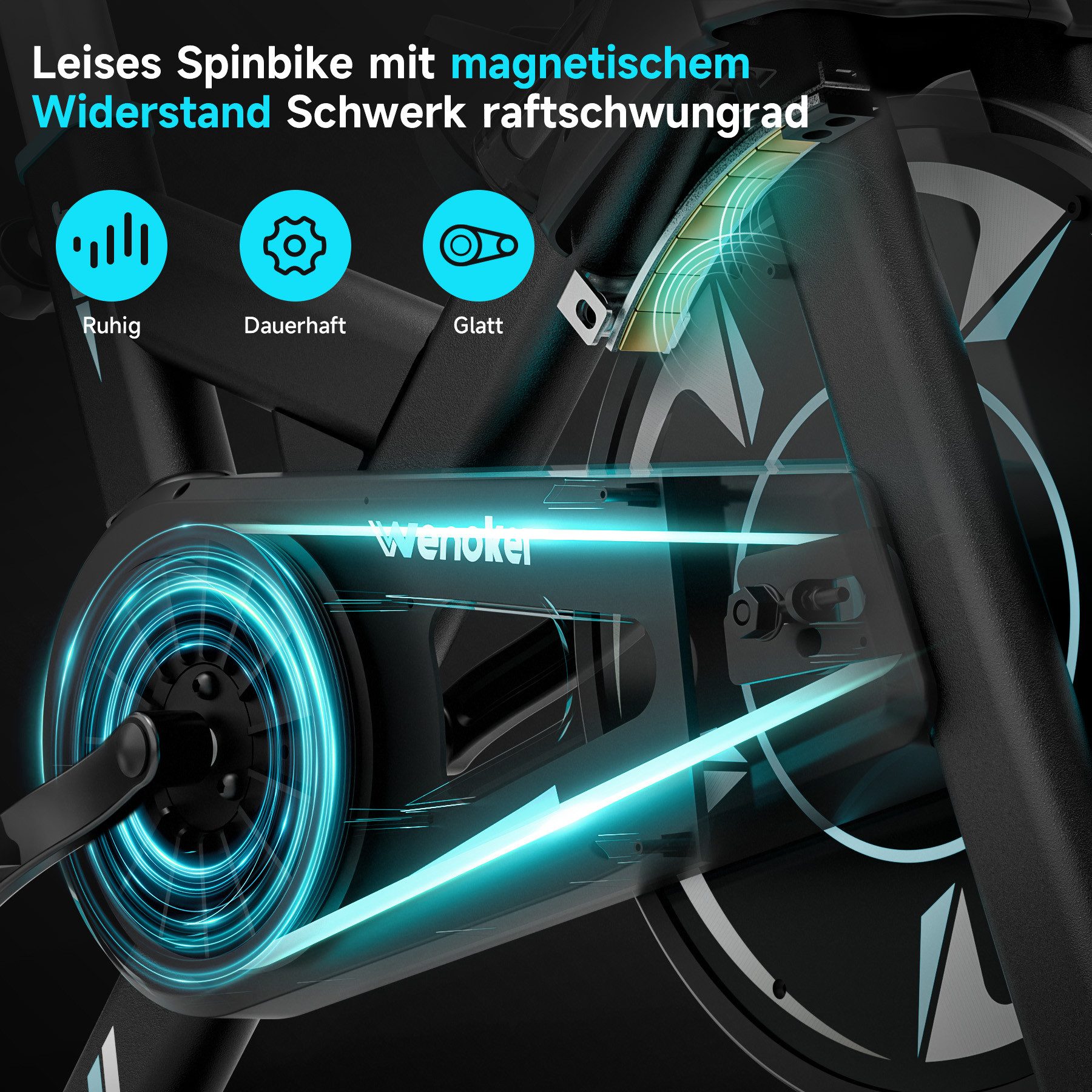 Wenoker Heimtrainer 2025 neu Heimtrainer Fahrrad mit App, Leises Hometrainer Fahrrad (1-tlg., mit Magnetwiderstand), Indoor Fitnessbikes für Kardio-Training zu  – Bild 5 von 5