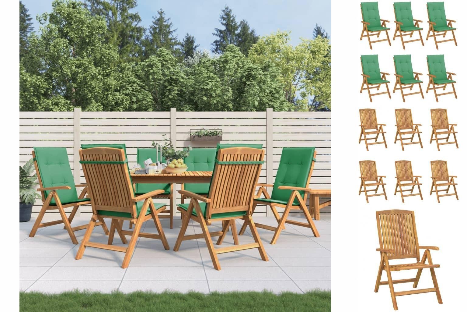 Teak Massivholz 6 mit Gartenstuhl Kissen Gartenstühle vidaXL Stk