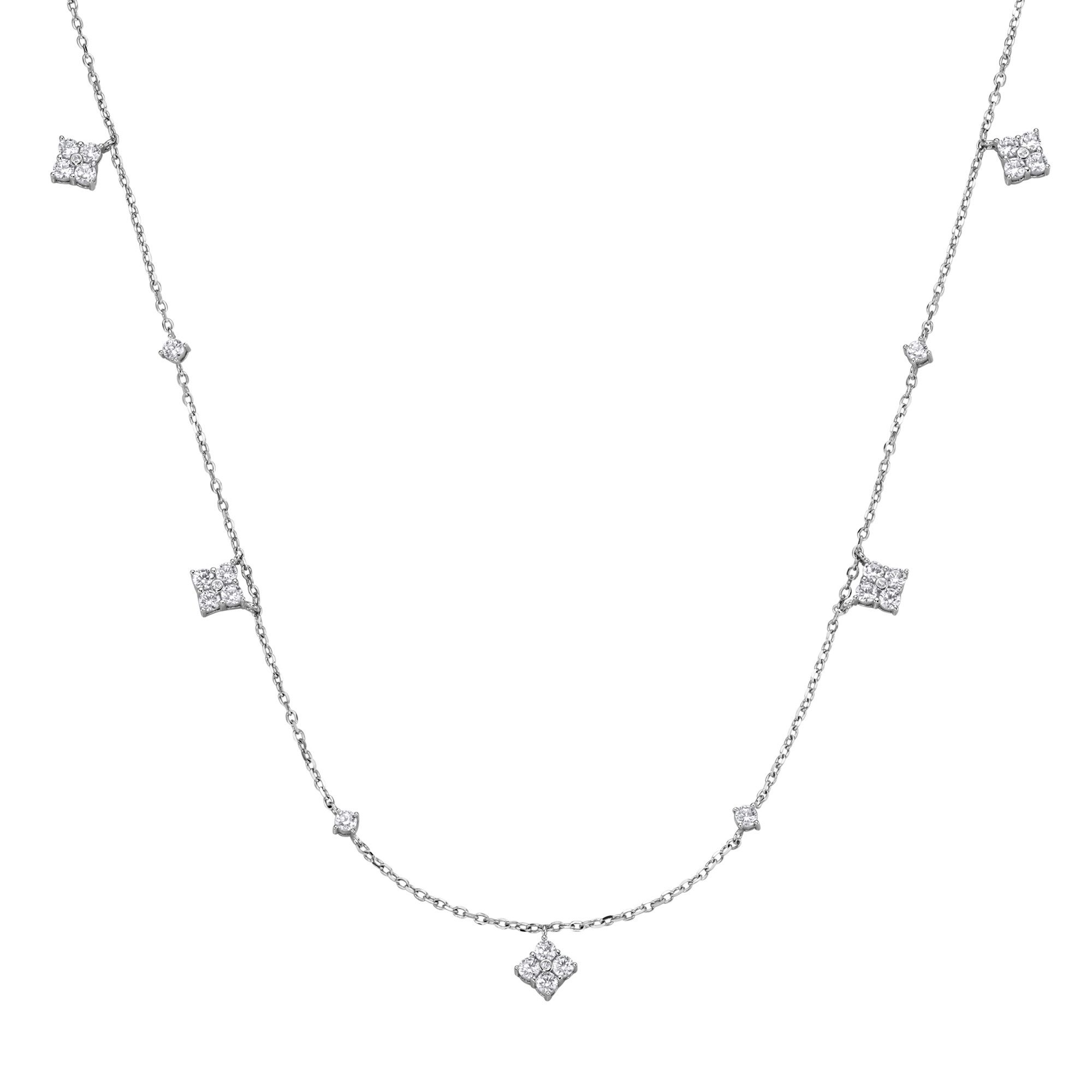 Collier mit Behang, weiße Zirkonia, Silber 925