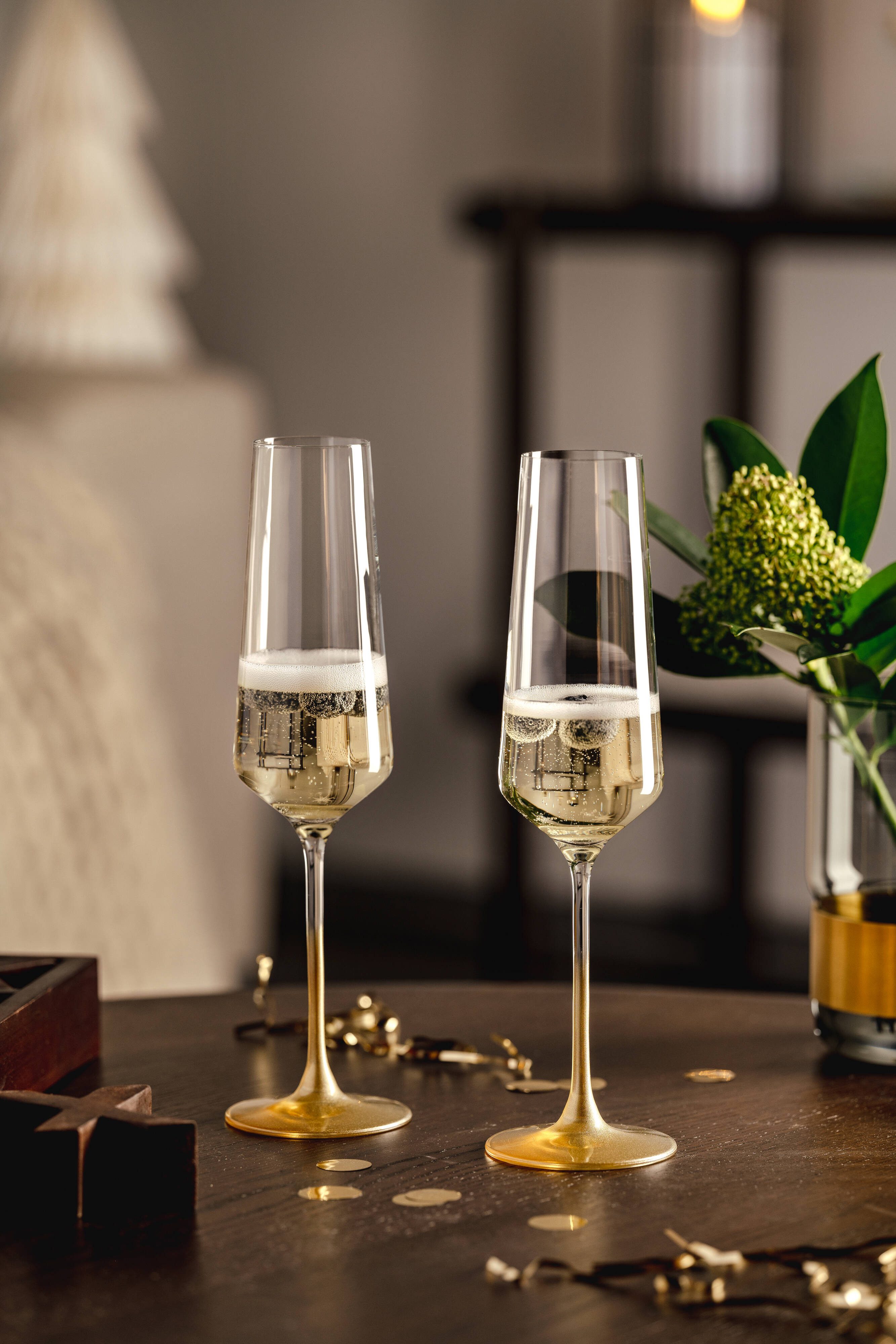 LEONARDO Sektglas PUCCINI, goldfarben, 2-tlg., Kristallglas, 2er Set, 280ml