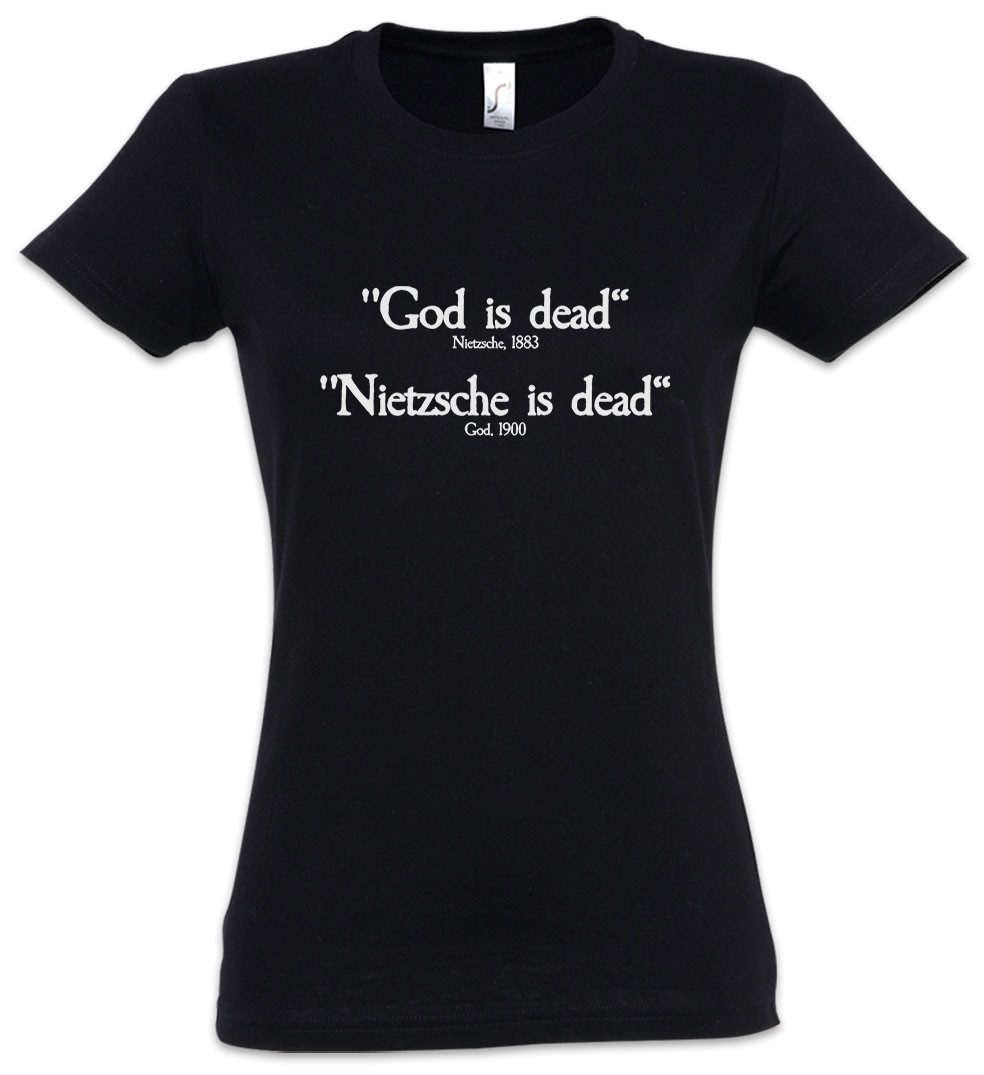 Urban Backwoods Print-Shirt Nietzsche God Death Damen T-Shirt Friedrich Gott Tot Nihilismus (1-tlg) Nihilism Philosoph Zarathustra Antichrist