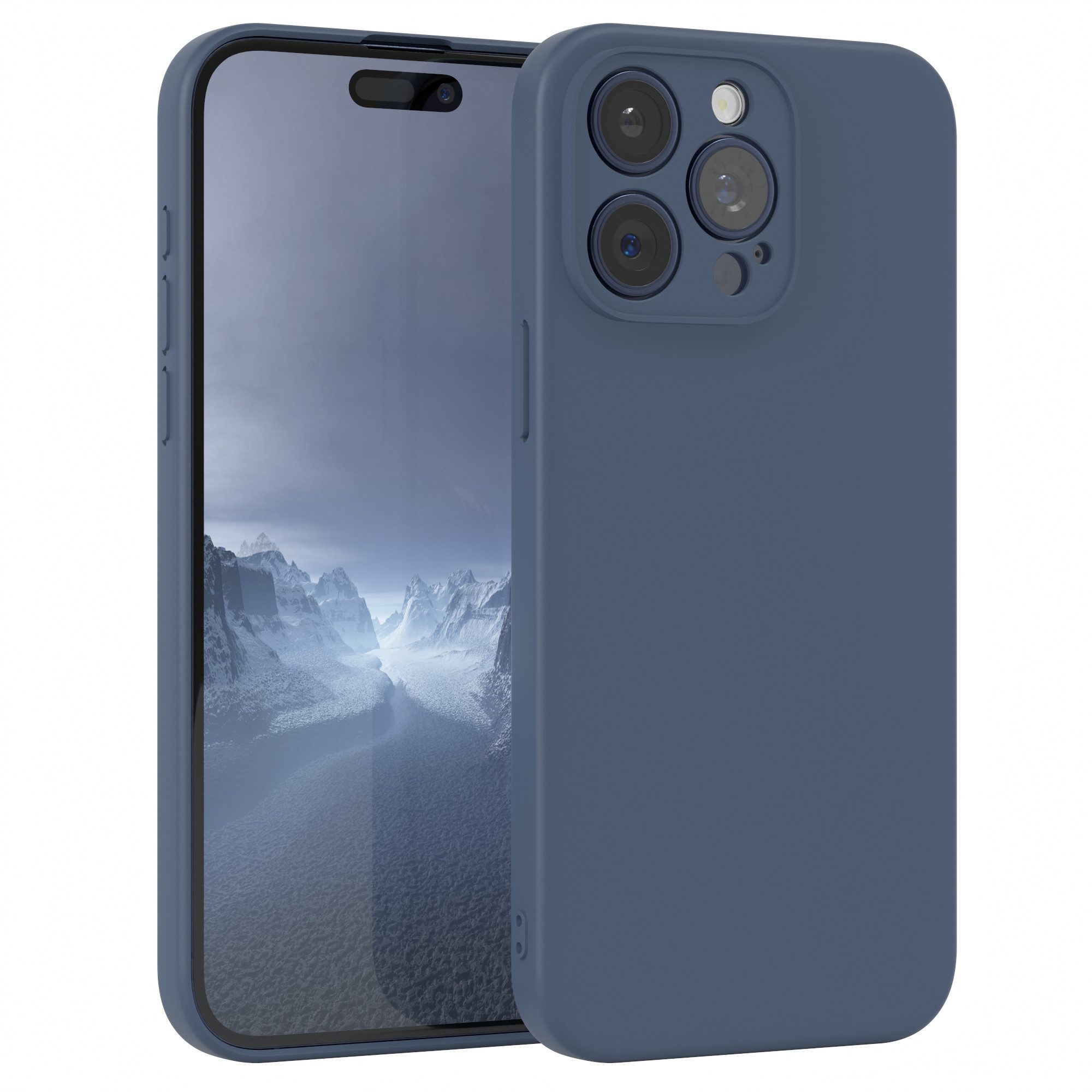 EAZY CASE Handyhülle für Apple iPhone 15 Pro Max Hülle Silikon 6,7 Zoll, Handy Softcase mattierte Silikonhülle Back Cover Soft Blau / Petrol