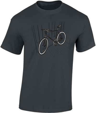 Baddery Print-Shirt Fahrrad T-Shirt : Indoor Bike - Sport Tshirts Herren - Rennrad Zubehör hochwertiger Siebdruck, auch Übergrößen, aus Baumwolle