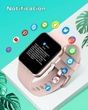 GRV für Damen Herren,Personalisiertem,Stoppuhr,IP68 Wasserdicht Smartwatch (1,4 Zoll, Android iOS), mit SpO2,HerzfrequenzmessungSchrittzähler,Schlafmonitor9 Trainingsmodi