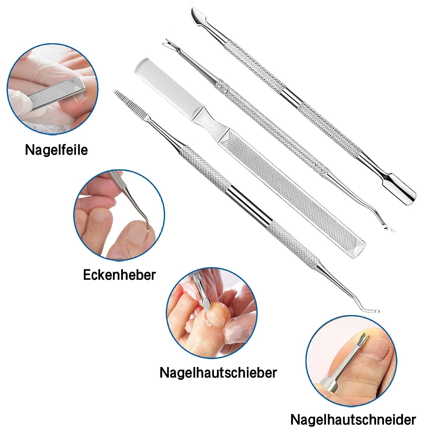 COOL-i ® Nagelprobleme Tasche, Nagelknipser-Set, 6-tlg., entwickelt für Edelstahl, 6-tlg
