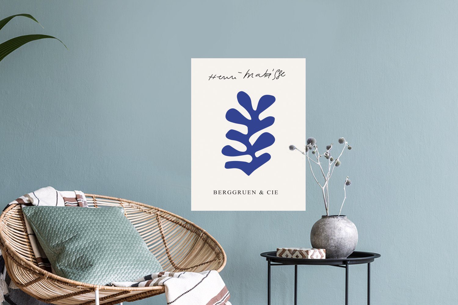 Kunst - (1 Selbstklebend, Abstrakt Schlafzimmer Wandtattoo, Wandsticker - - MuchoWow St), Blau Wandaufkleber, Matisse Wohnzimmer,