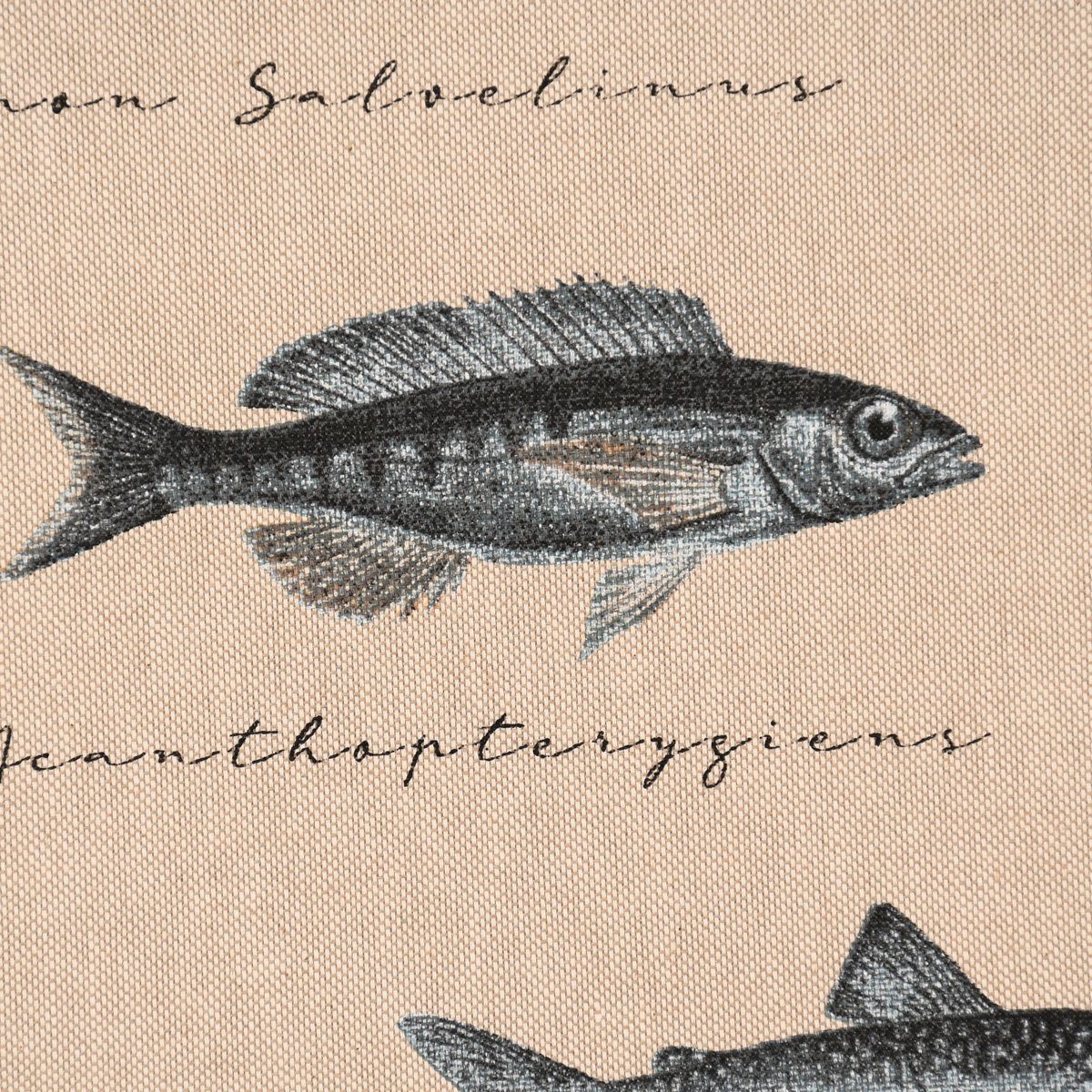 Tischläufer SCHÖNER Fische LEBEN. Vintage blau, handmade Leinenlook Tischläufer natur LEBEN. SCHÖNER