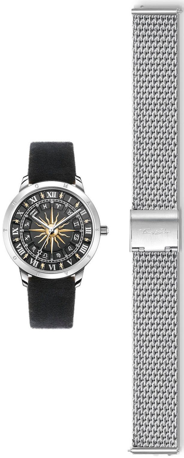 THOMAS SABO Quarzuhr GLAM SPIRIT ASTRO SET_WA0351-217-203-33 MM, (Set, 2-tlg., mit Wechselarmband), Armbanduhr,Damen, ideal auch als Geschenk, Sternzeichen, Sterne, Astro
