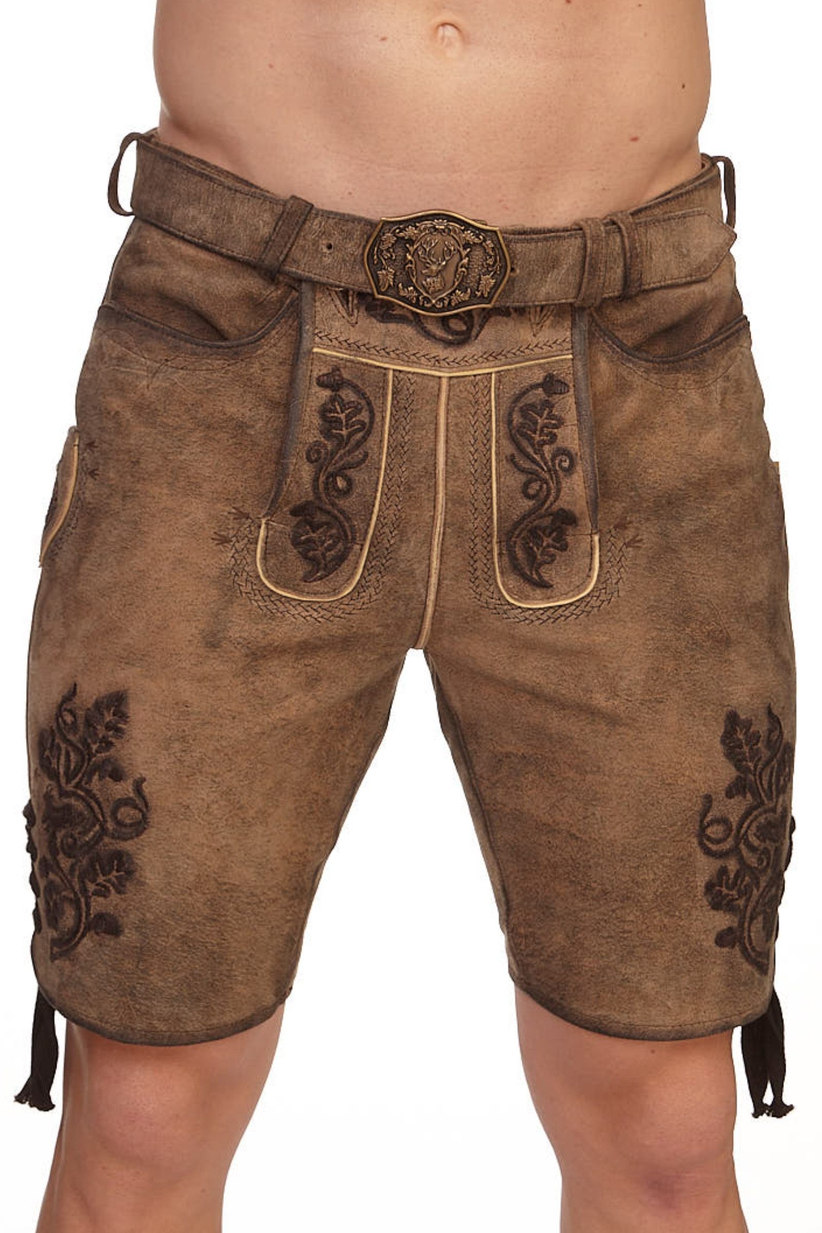 Trachtenlederhose Lederhose Herren kurz - PRESLEY - zeder