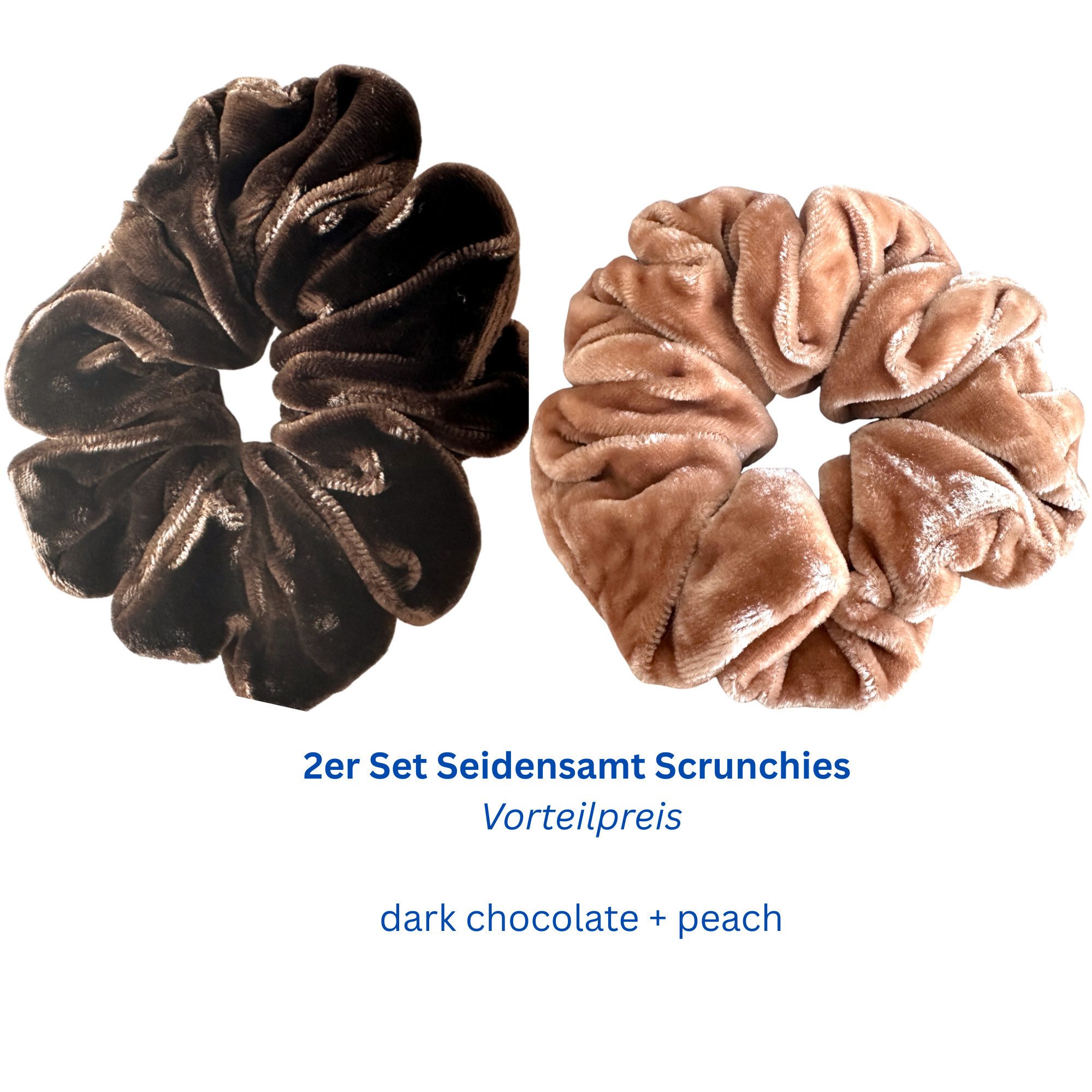 orignee Haargummi 2er Set Seidensamt Scrunchies mit Maulbeerseide, weich & haarschonend, 2-tlg., 2er Set, haarschonend ohne Knick im Haar samtweich elastisch formstabil