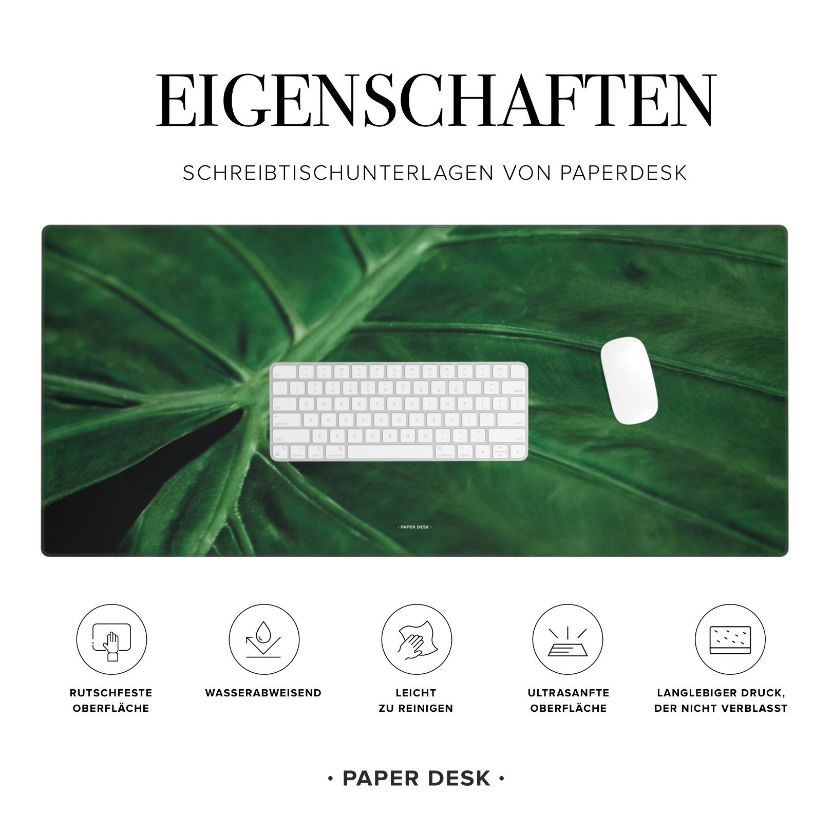 PAPER DESK Schreibtischunterlage XXL Mauspad Tischunterlage 90x40cm Desk Pad für Tastatur & Maus, (rutschfest & wasserabweisend, ultrasanfte Oberfläche)
